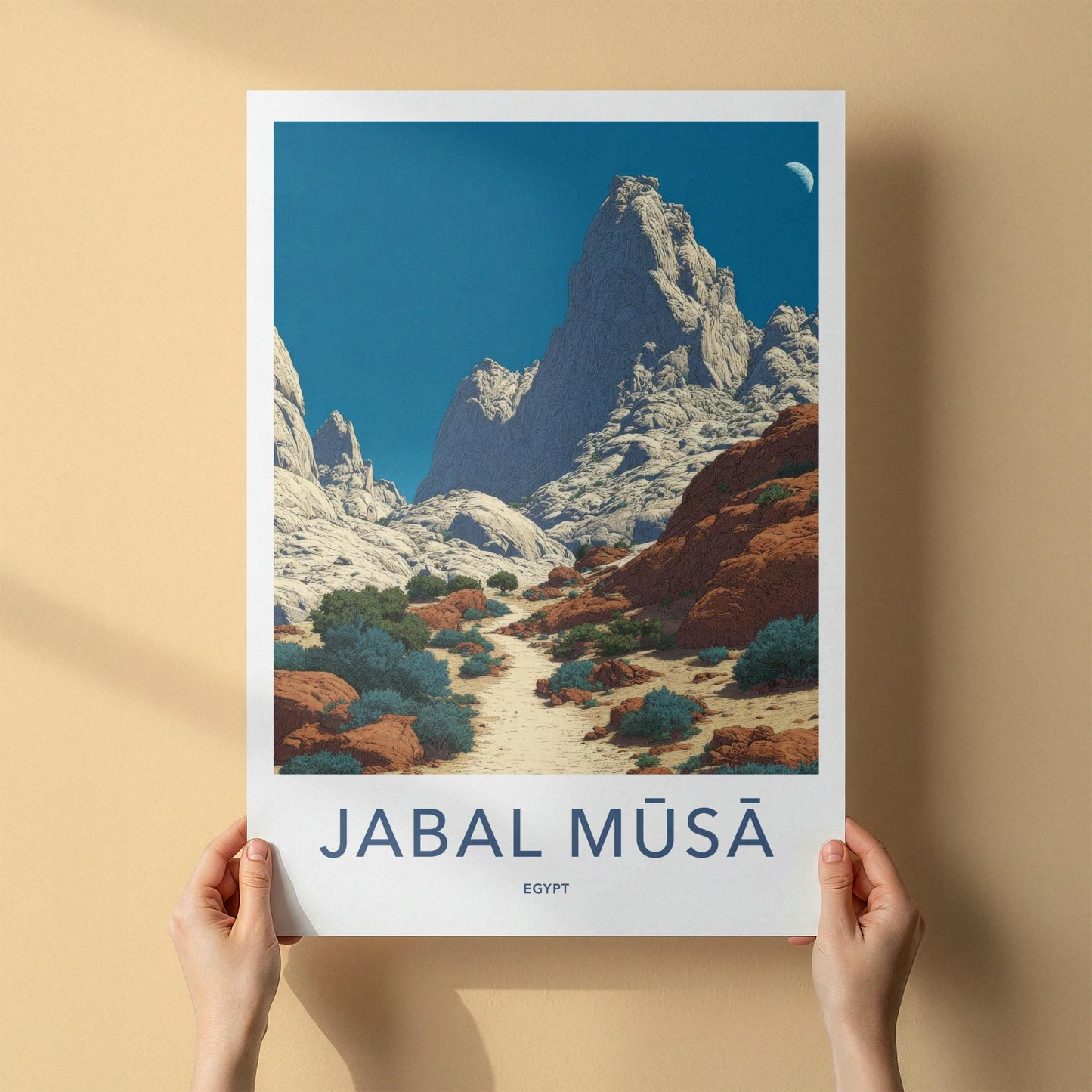 Jabal Musa Poster - Egypt Travel Art - Stark Mountain Landscape Home Decor