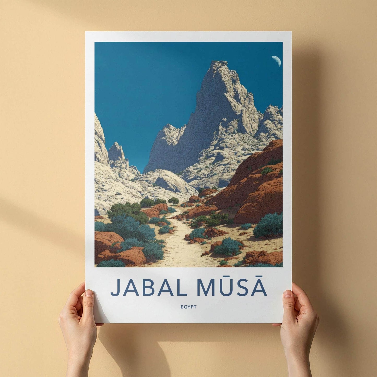 Jabal Musa Poster - Egypt Travel Art - Stark Mountain Landscape Home Decor