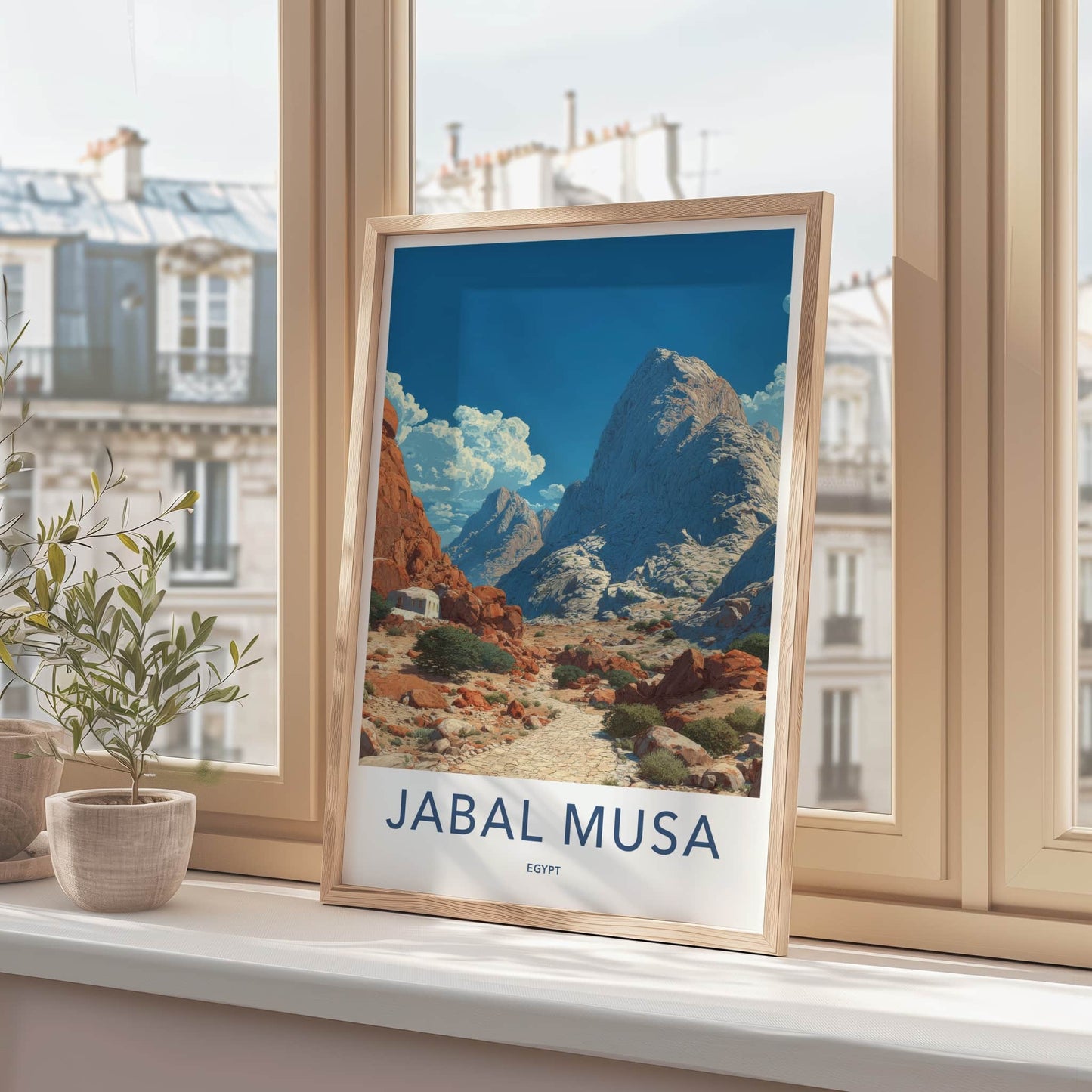 Jabal Musa Poster - Egypt Travel Print - Desert Rocky Peak Wall Decor