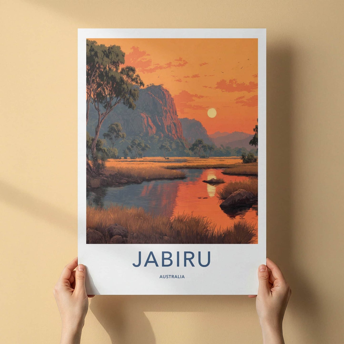 Jabiru Poster - Australia Framed Art - Sunset Over Wetlands Gallery Art