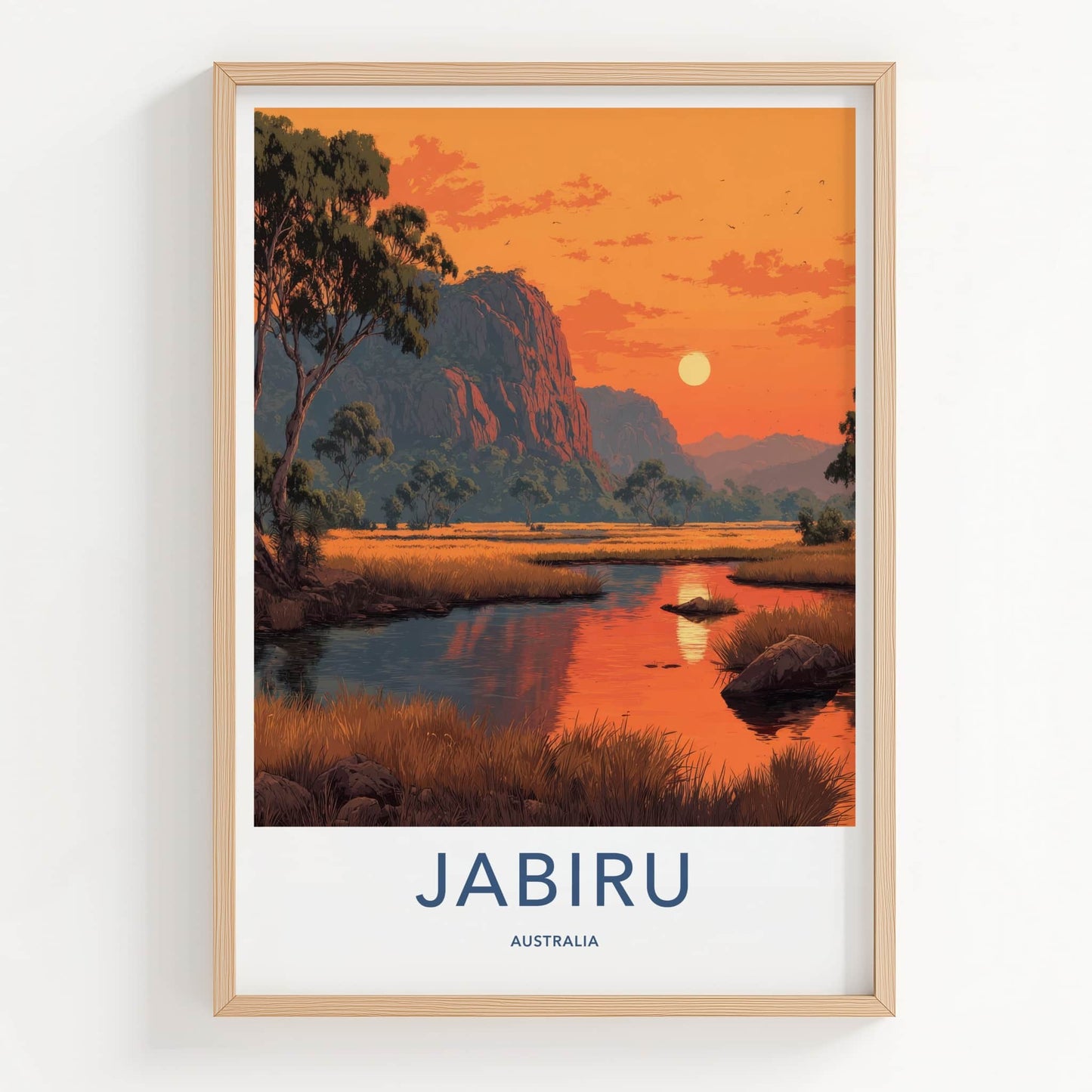 Jabiru Poster - Australia Framed Art - Sunset Over Wetlands Gallery Art