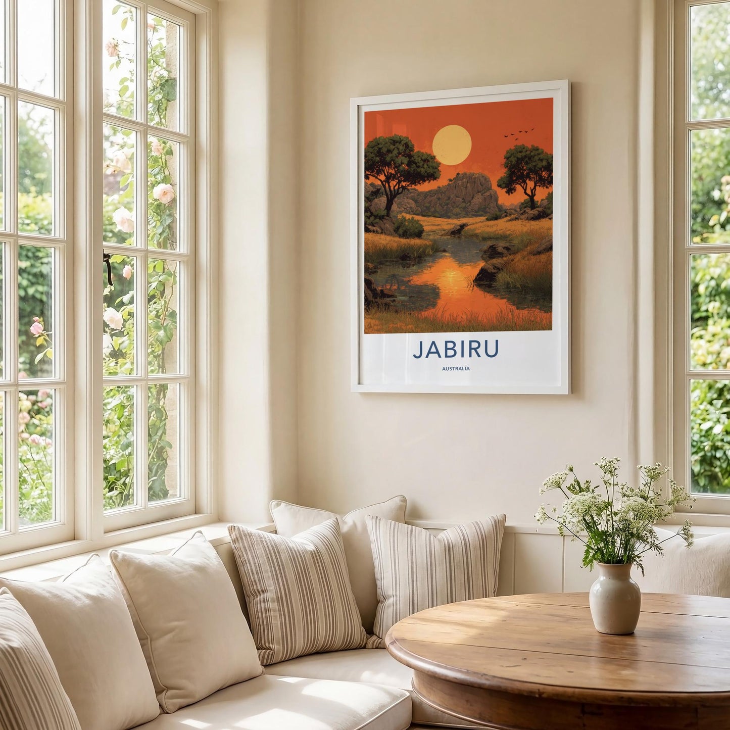 Jabiru Poster - Australia Travel Art - Golden Horizon Stream Home Decor