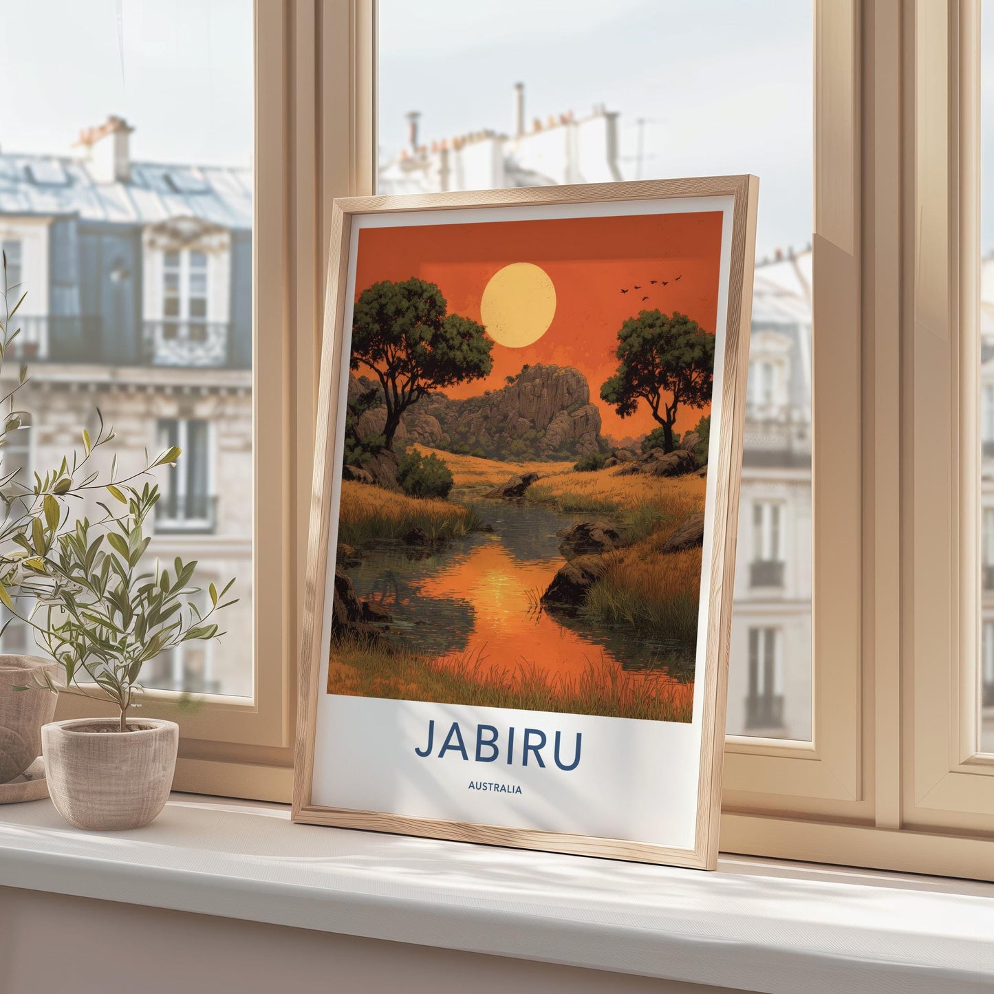 Jabiru Poster - Australia Travel Art - Golden Horizon Stream Home Decor