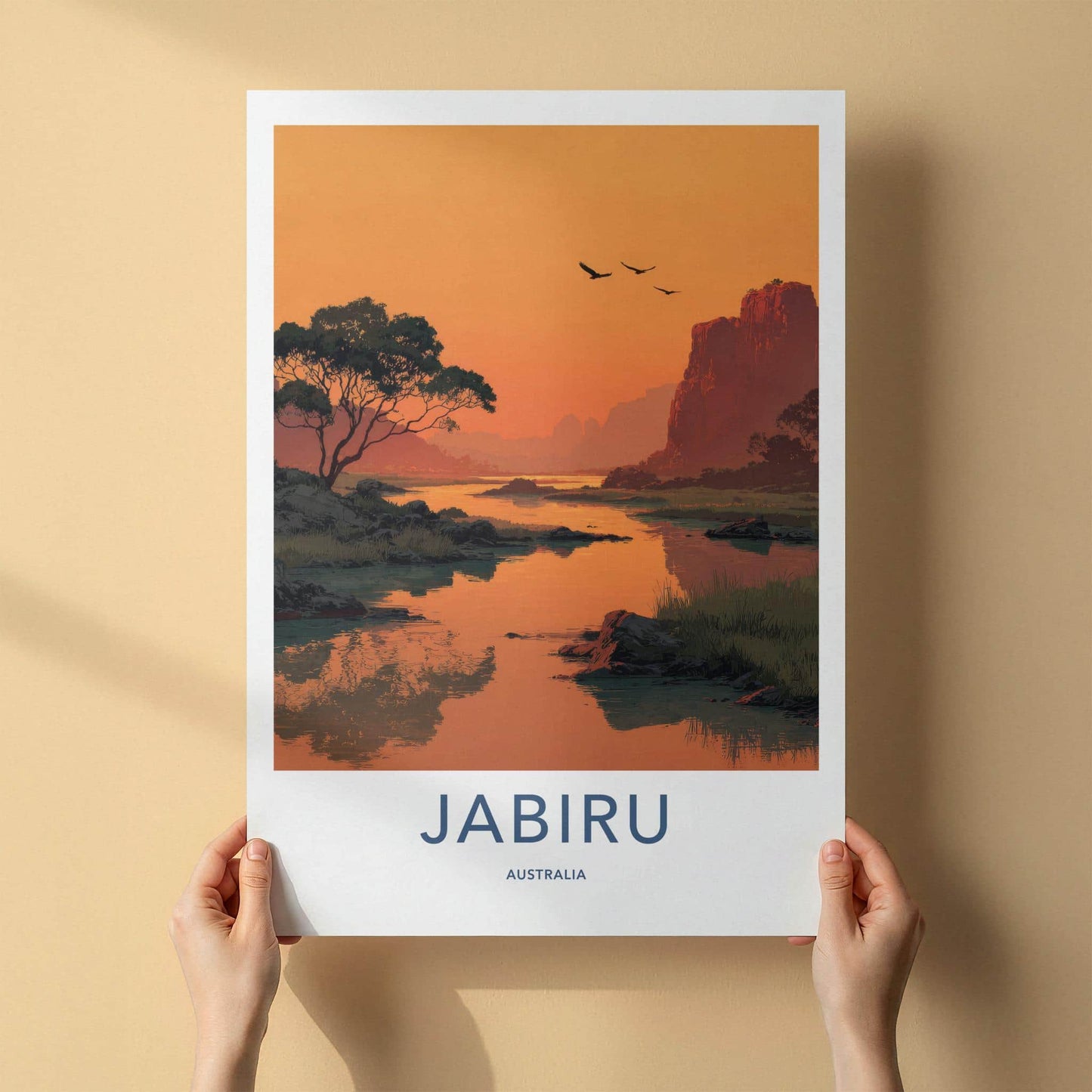 Jabiru Poster - Australia Travel Art - Orange River Cliffs Home Decor