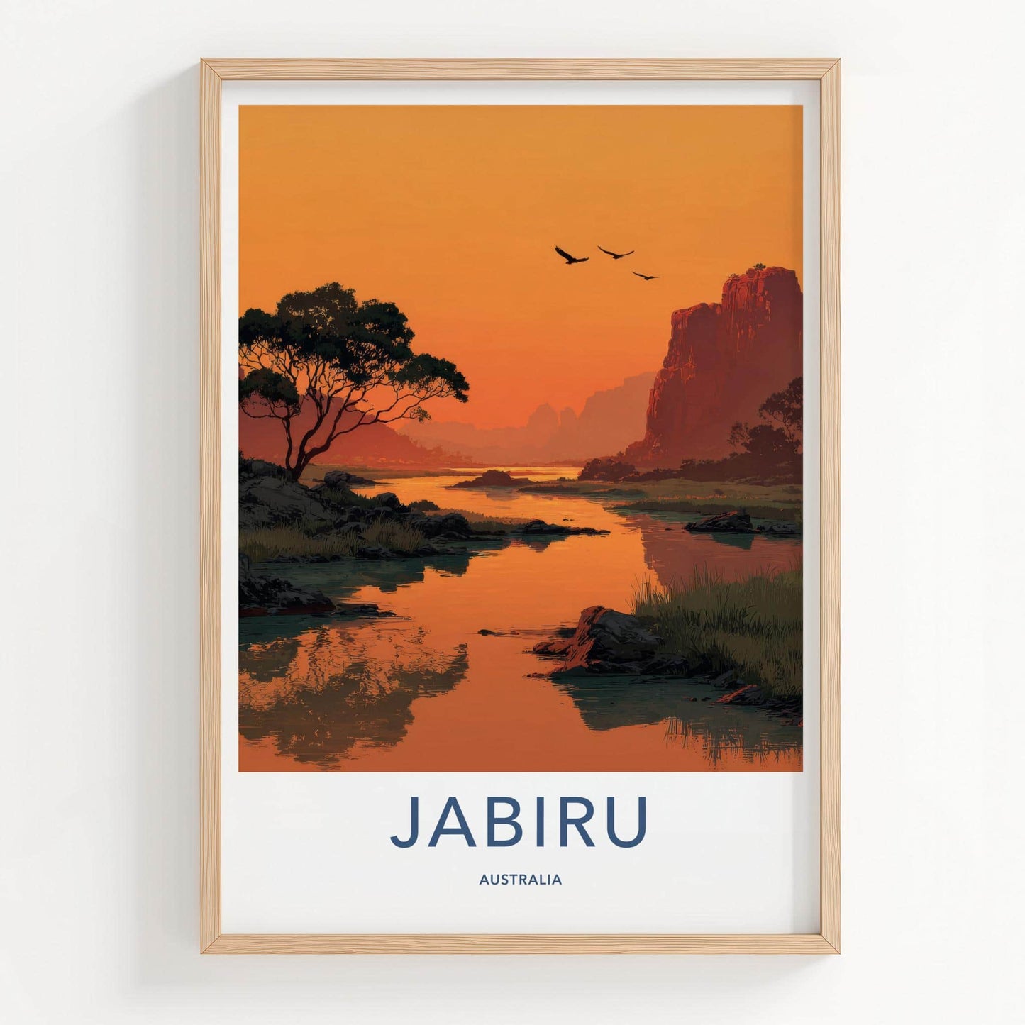 Jabiru Poster - Australia Travel Art - Orange River Cliffs Home Decor