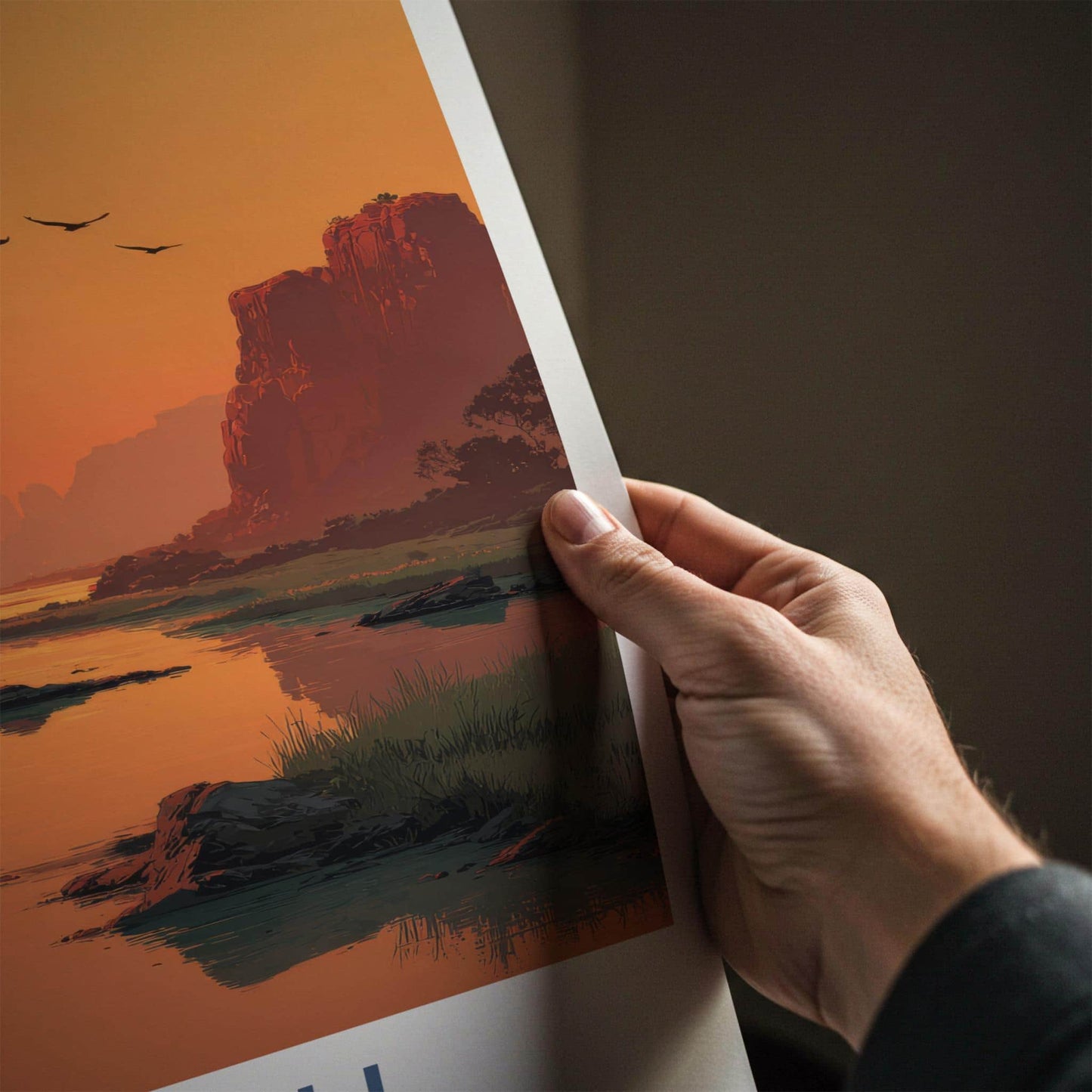 Jabiru Poster - Australia Travel Art - Orange River Cliffs Home Decor