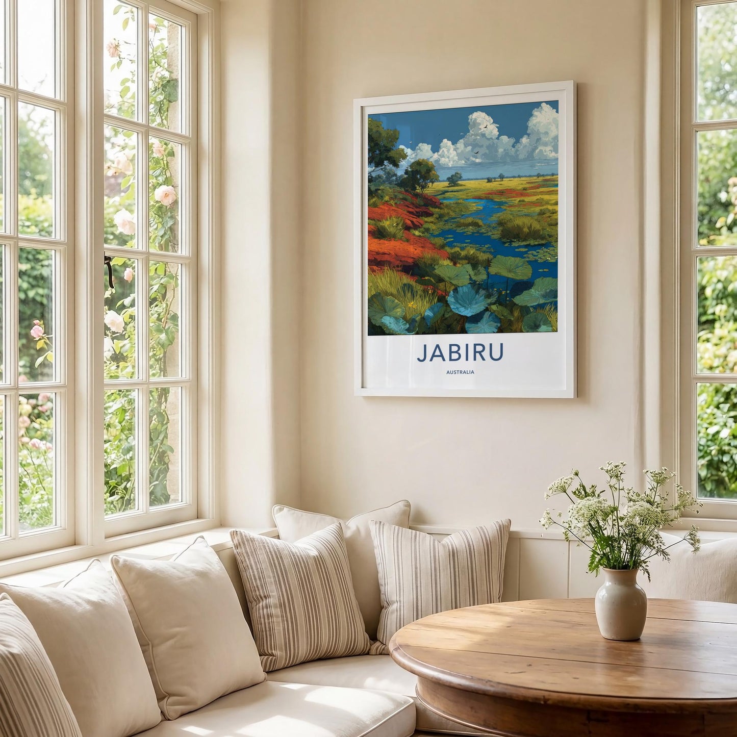 Jabiru Poster - Australia Travel Art - Vibrant Outback Wetland Home Decor