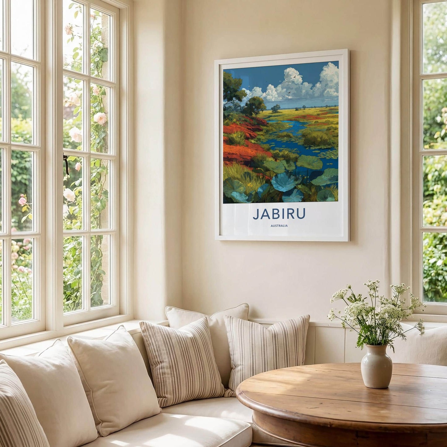 Jabiru Poster - Australia Travel Art - Vibrant Outback Wetland Home Decor