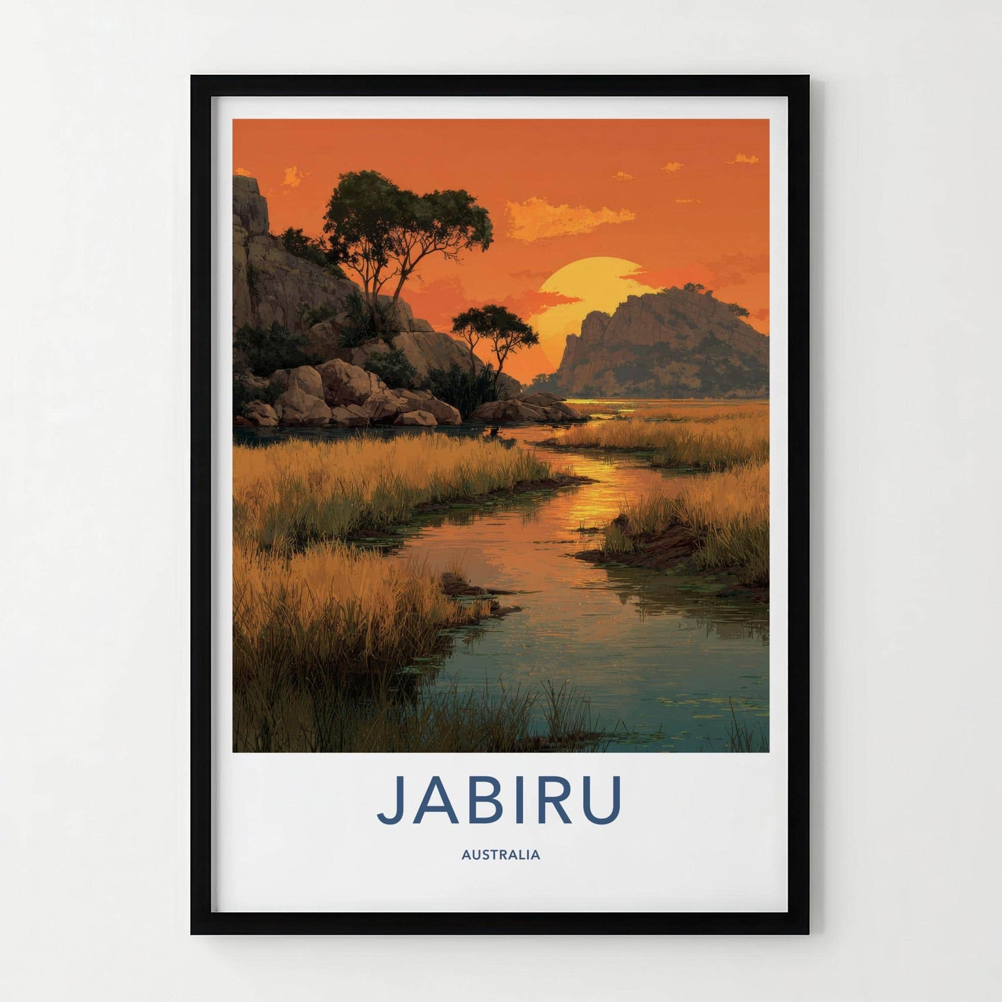 Jabiru Poster - Australia Wall Art - Golden River Landscape Home Decor