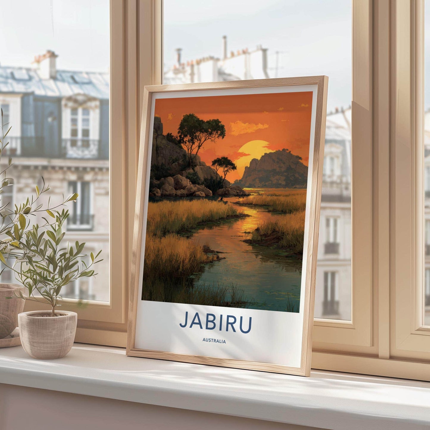Jabiru Poster - Australia Wall Art - Golden River Landscape Home Decor