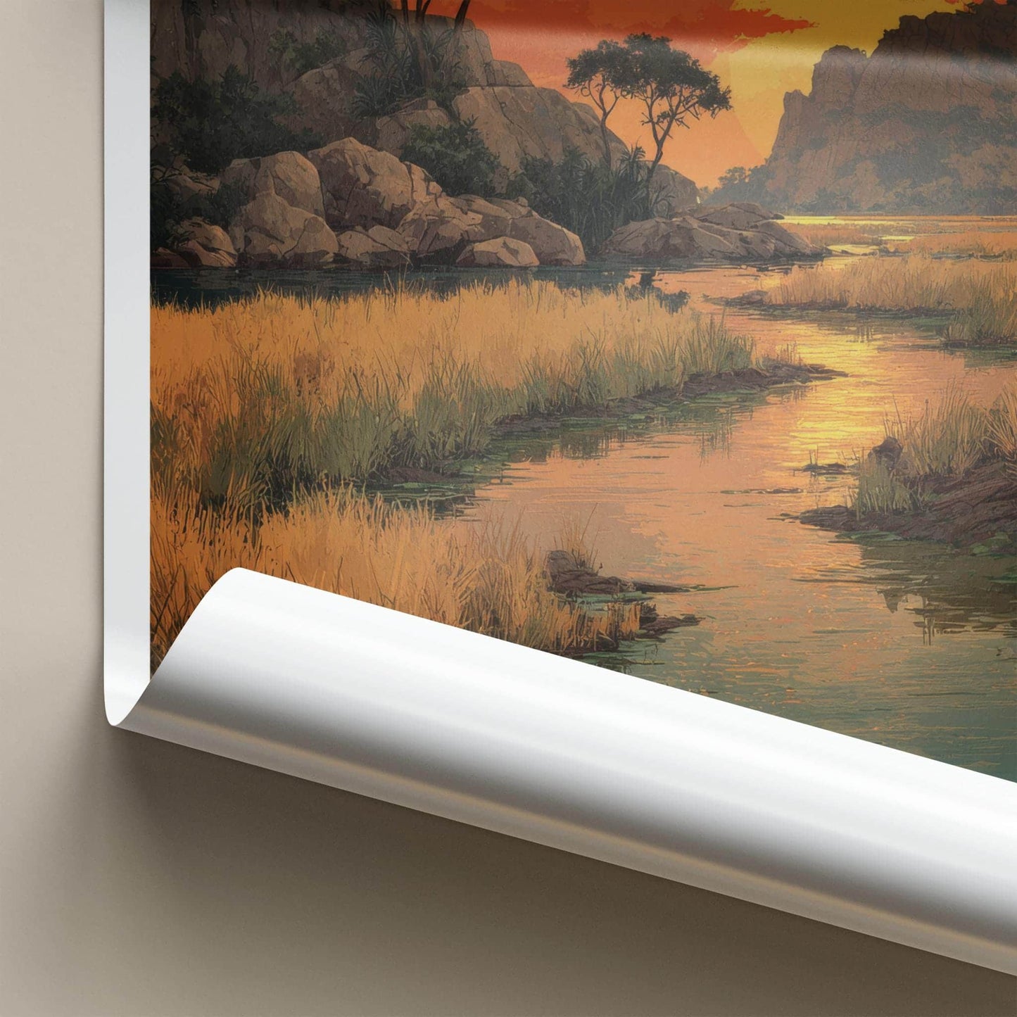 Jabiru Poster - Australia Wall Art - Golden River Landscape Home Decor