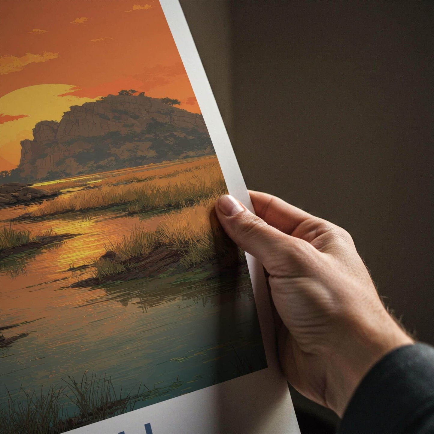 Jabiru Poster - Australia Wall Art - Golden River Landscape Home Decor