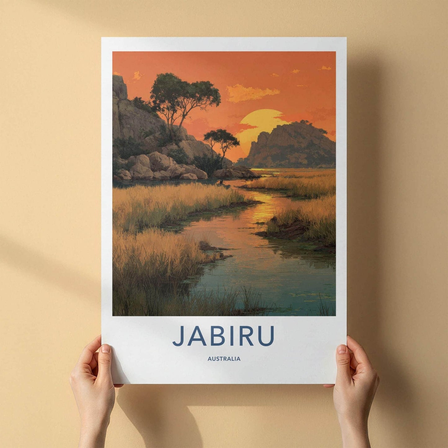 Jabiru Poster - Australia Wall Art - Golden River Landscape Home Decor