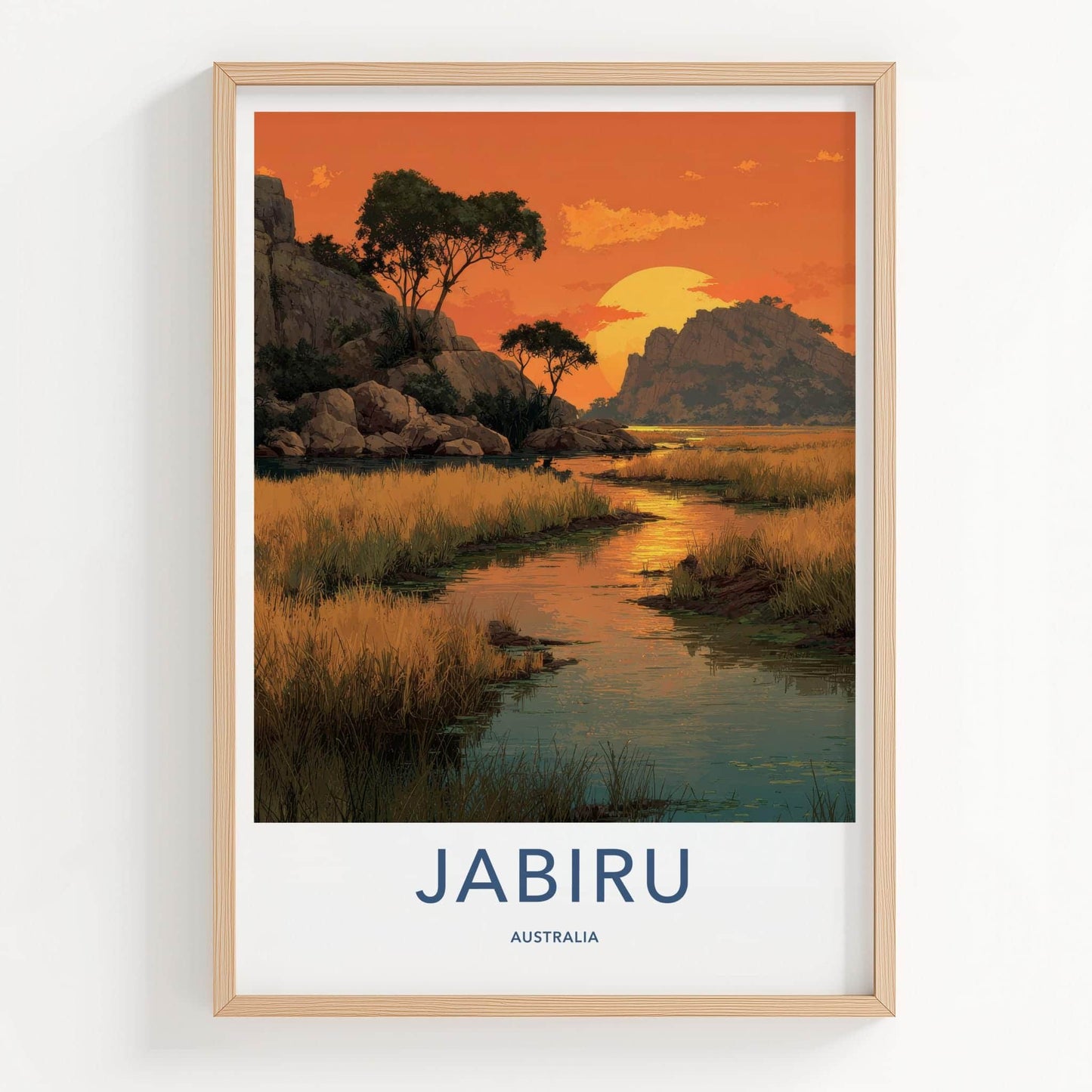 Jabiru Poster - Australia Wall Art - Golden River Landscape Home Decor