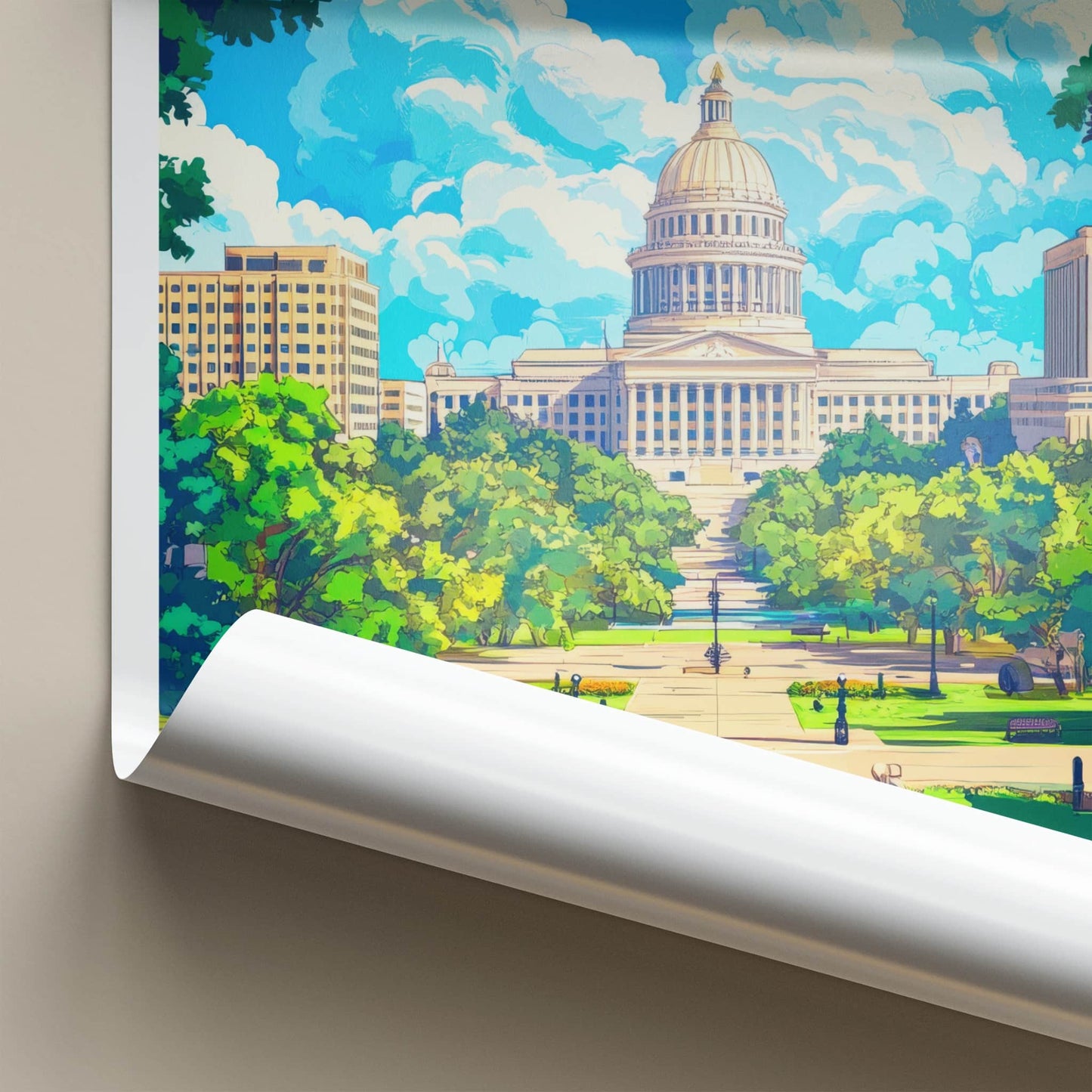 Jackson Poster - Mississippi Travel Art - Grand Capitol Lawn Home Decor