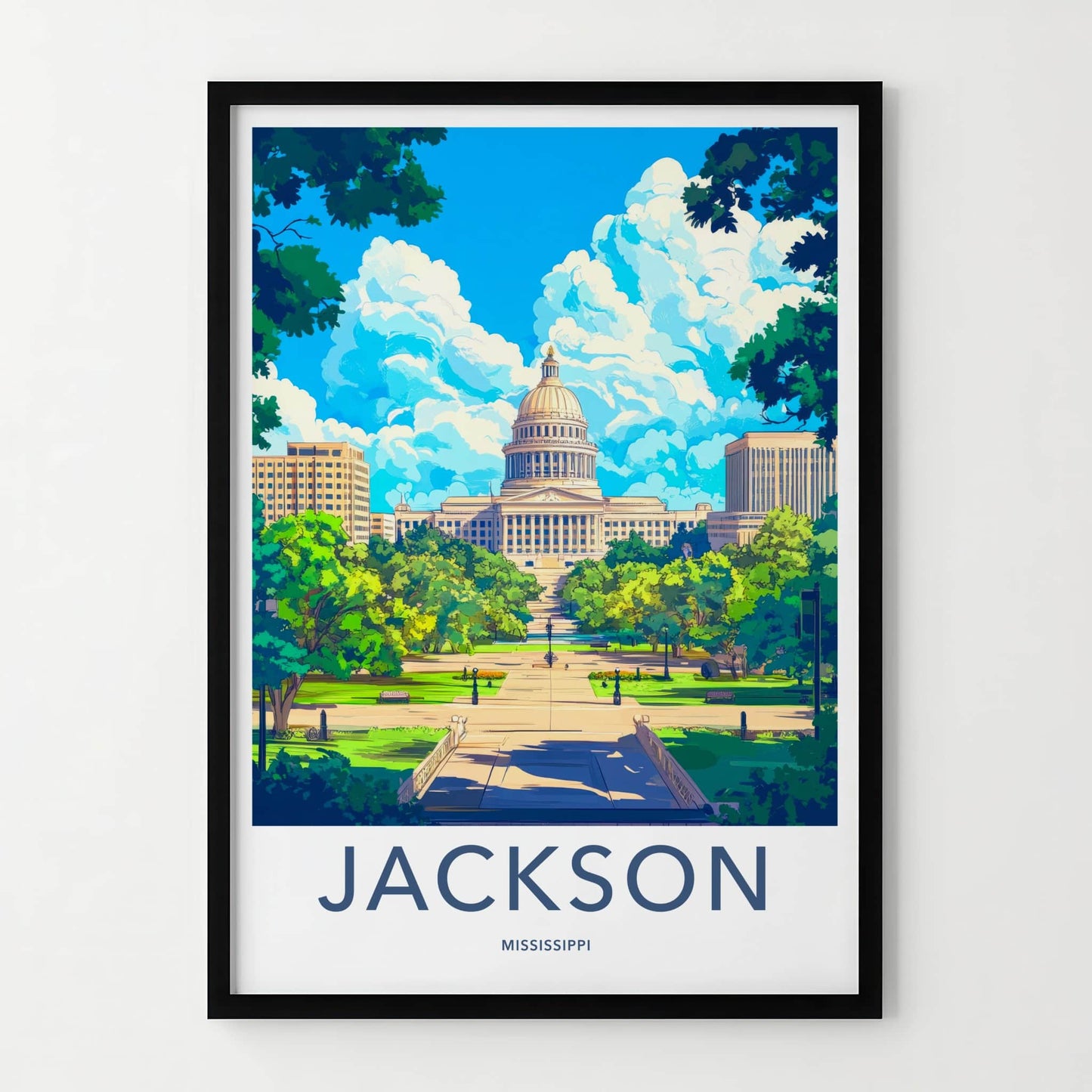Jackson Poster - Mississippi Travel Art - Grand Capitol Lawn Home Decor