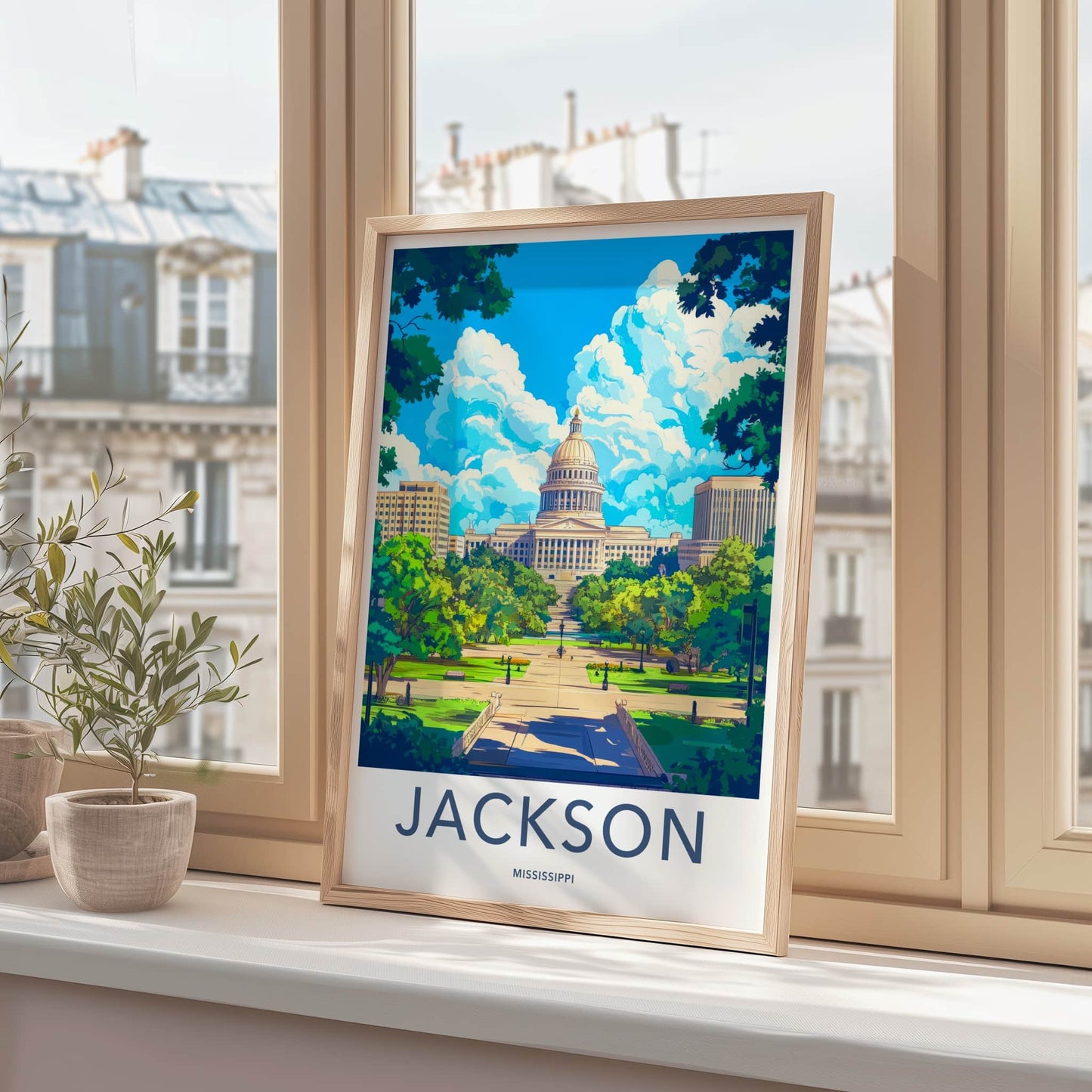 Jackson Poster - Mississippi Travel Art - Grand Capitol Lawn Home Decor