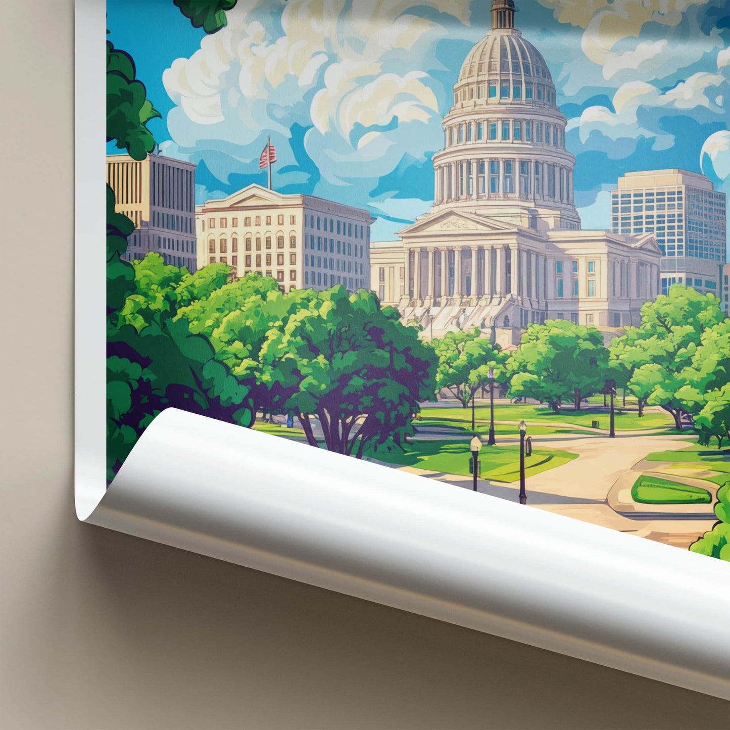 Jackson Poster - Mississippi Travel Print - State Capitol Dome Lounge Decor