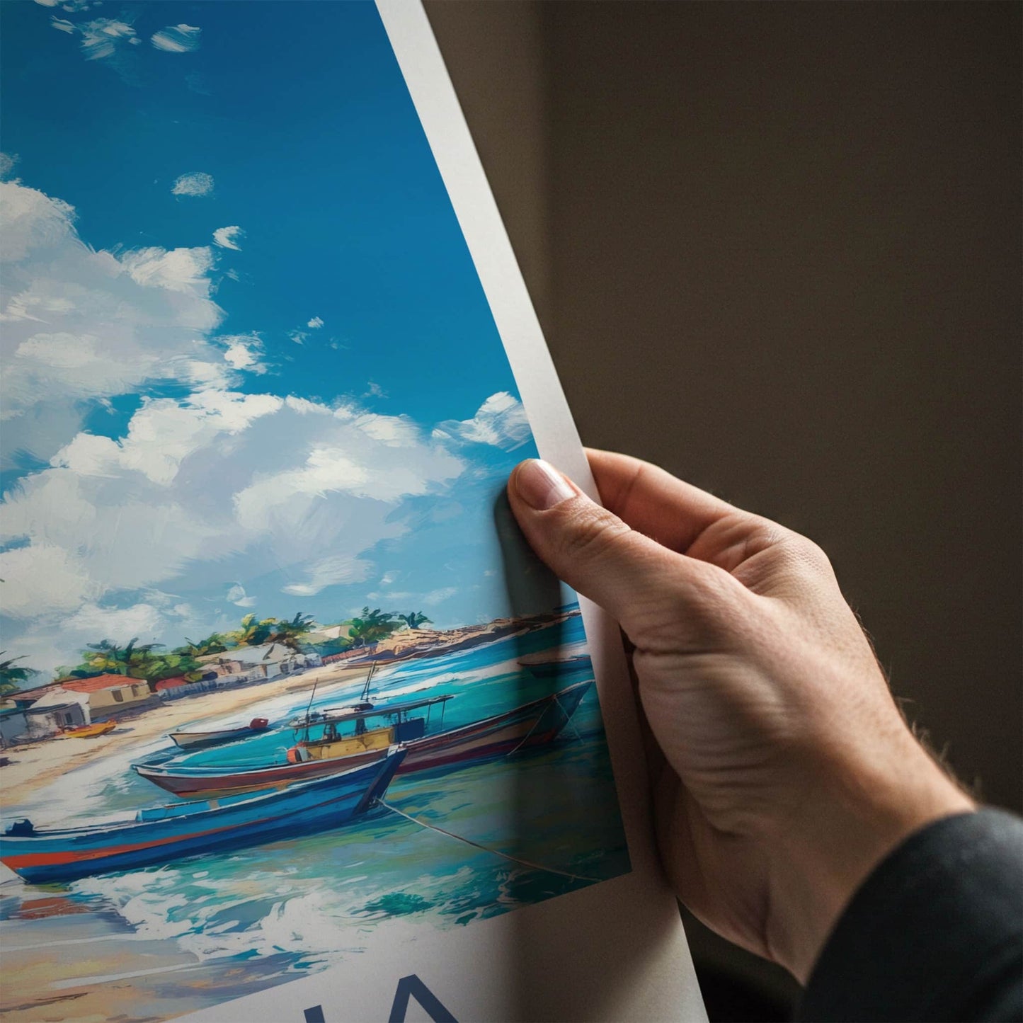 Jaffna Poster - Sri Lanka Travel Art - Colorful Boats Beach Home Decor