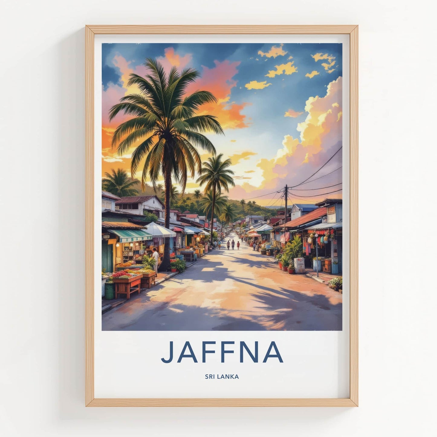 Jaffna Poster - Sri Lanka Travel Art - Sunset Palm Street Home Decor