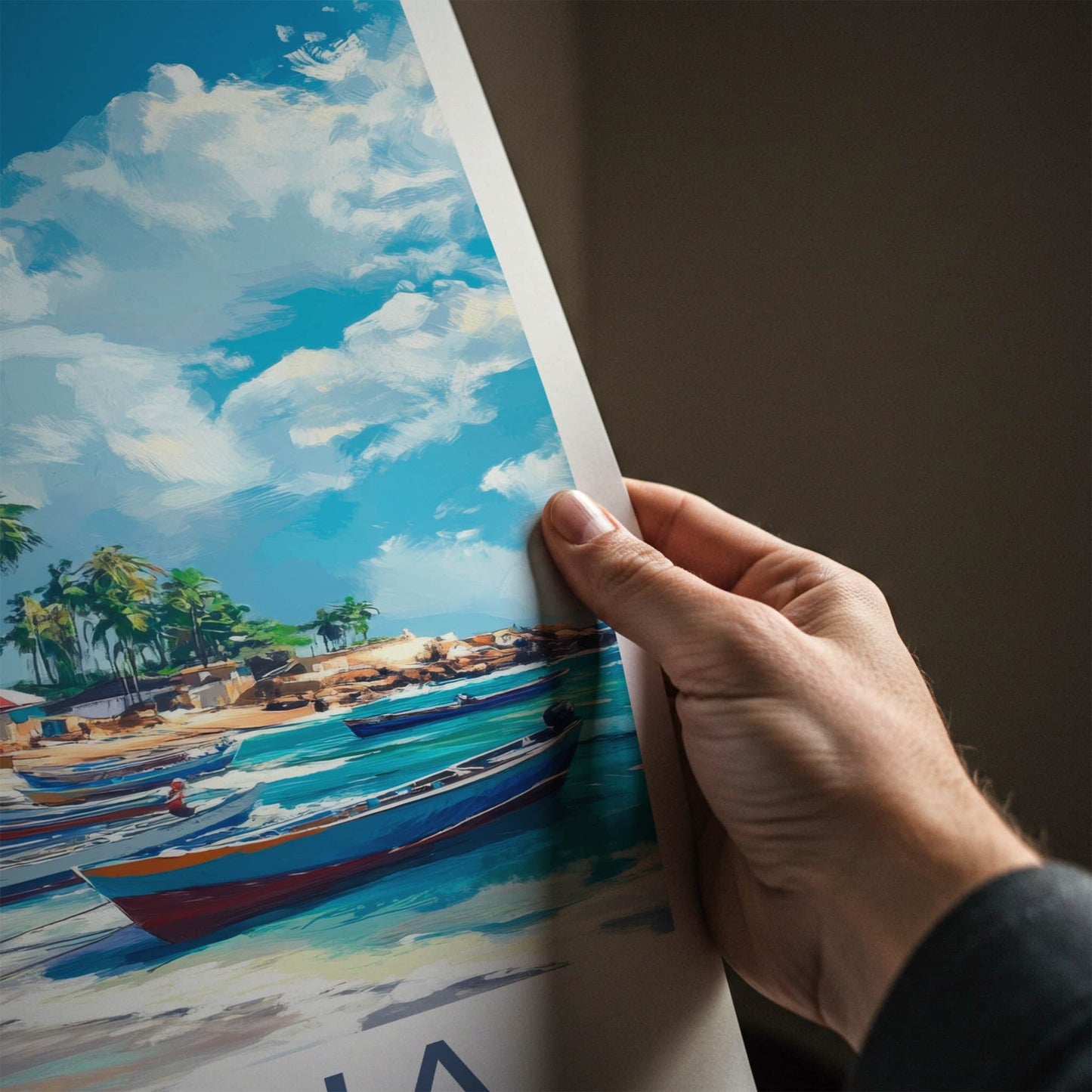 Jaffna Poster - Sri Lanka Travel Art - Tropical Beach Boats Home Decor
