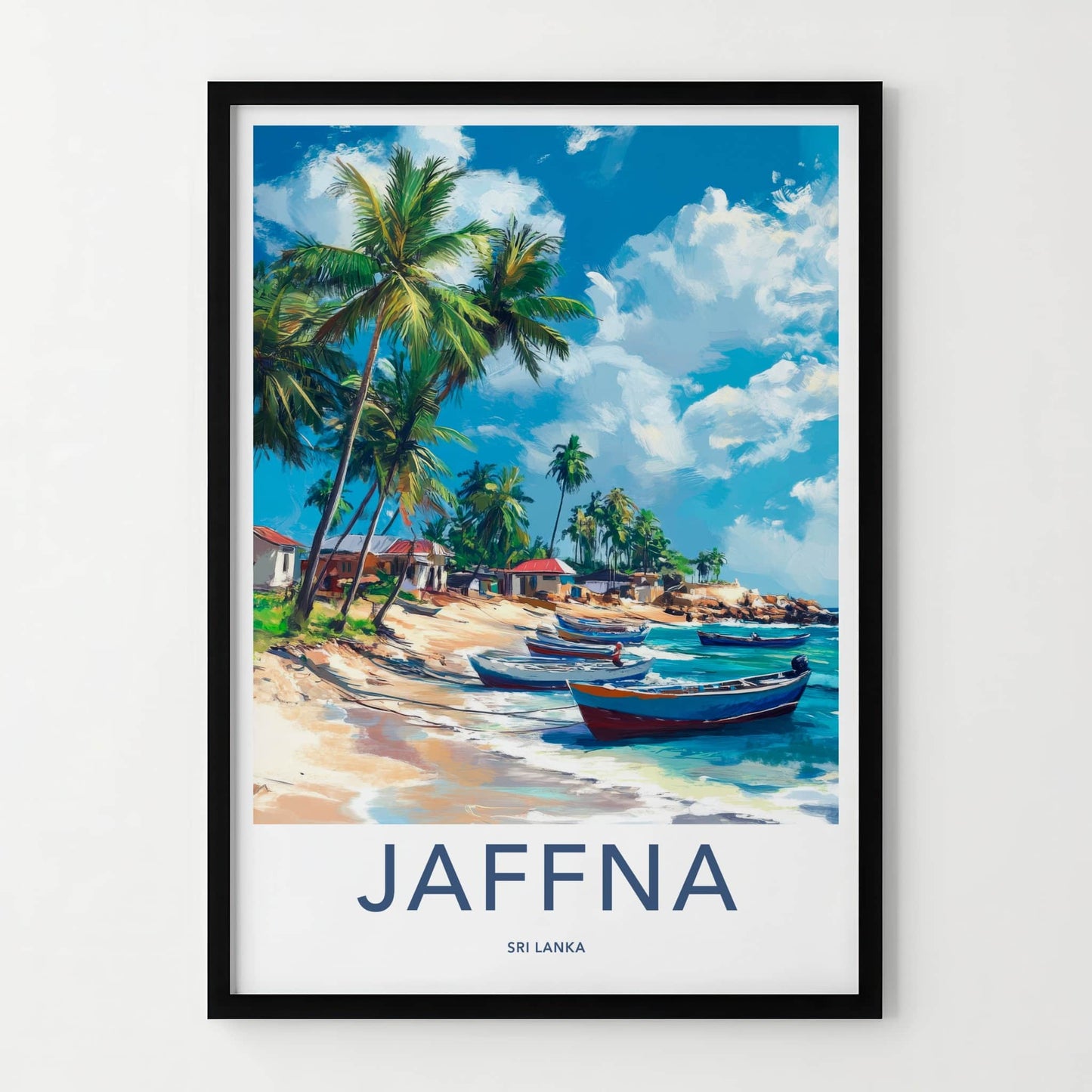 Jaffna Poster - Sri Lanka Travel Art - Tropical Beach Boats Home Decor