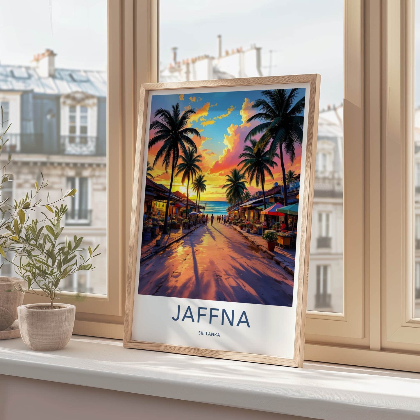 Jaffna Poster - Sri Lanka Travel Art - Tropical Sunset Street Home Decor