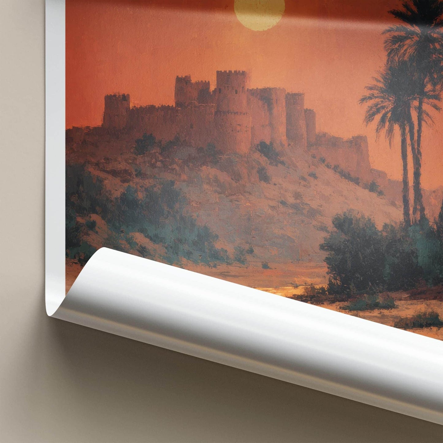 Jahra Poster - Kuwait Framed Print - Desert Fortress Sunset Lounge Decor