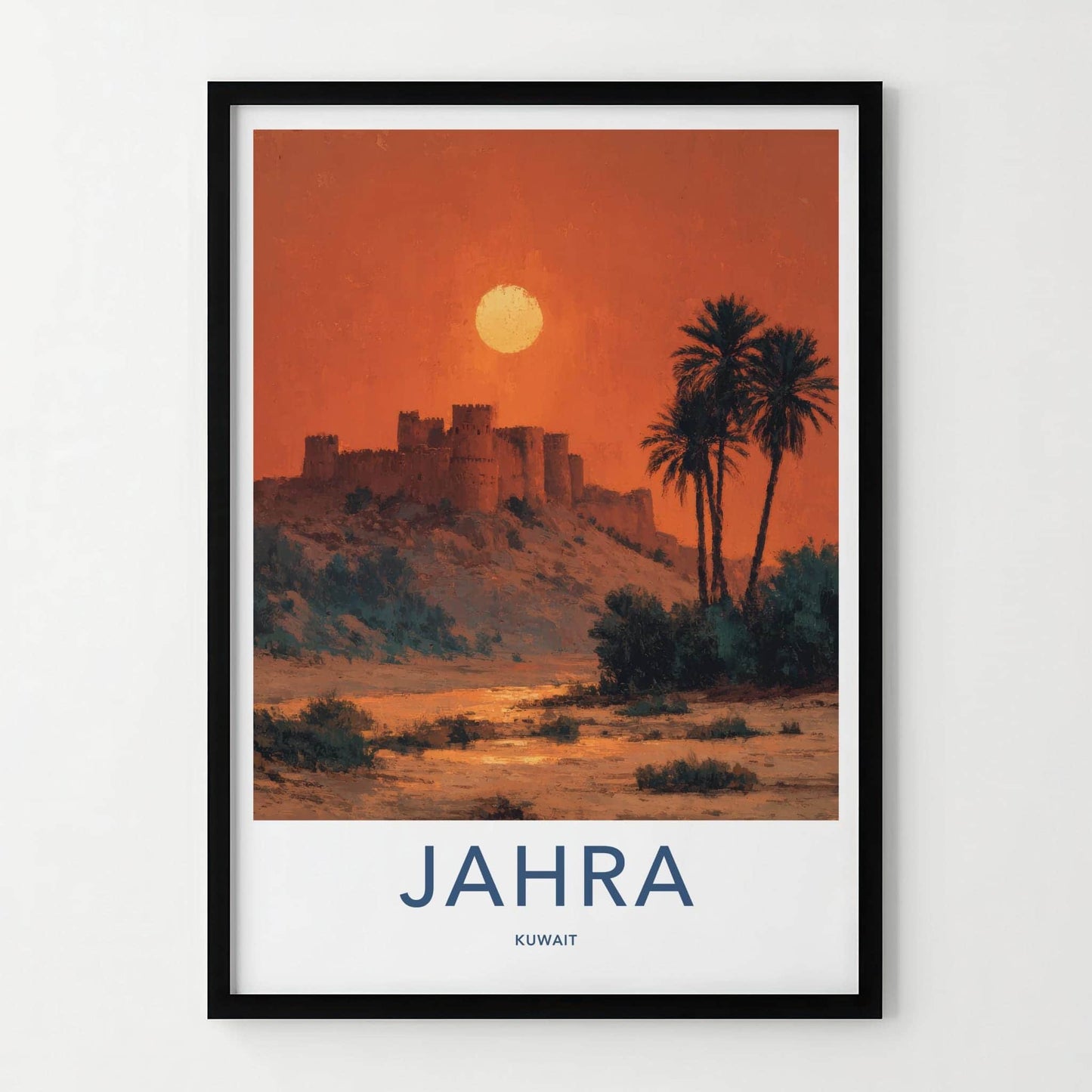 Jahra Poster - Kuwait Framed Print - Desert Fortress Sunset Lounge Decor