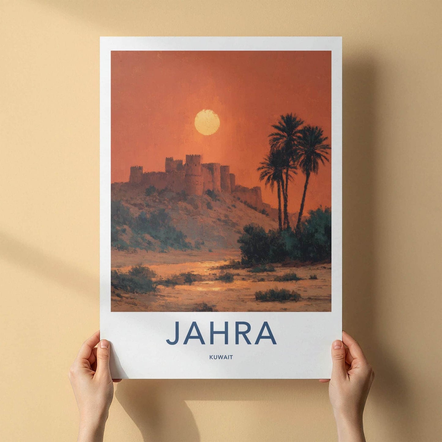Jahra Poster - Kuwait Framed Print - Desert Fortress Sunset Lounge Decor