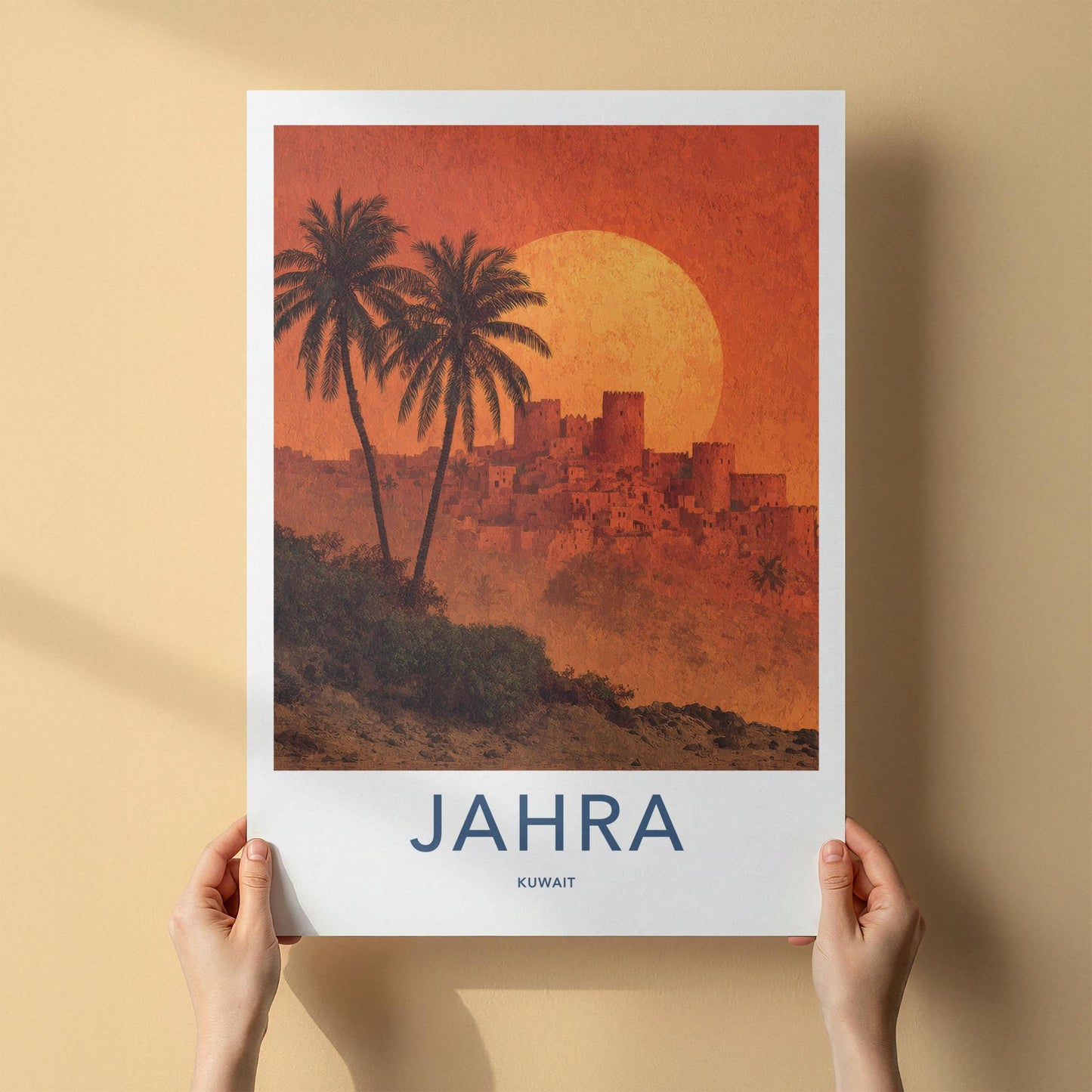 Jahra Poster - Kuwait Travel Art - Ancient City Sunset Wall Decor