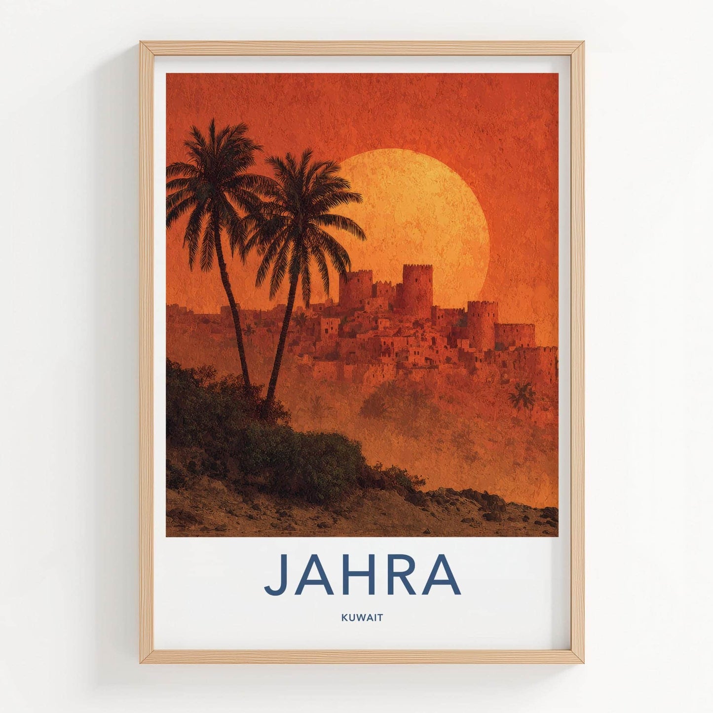 Jahra Poster - Kuwait Travel Art - Ancient City Sunset Wall Decor