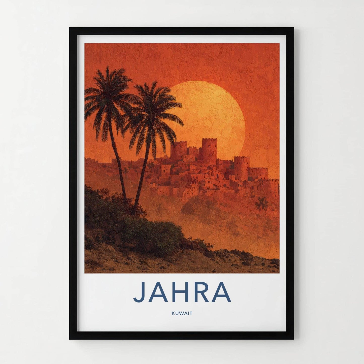 Jahra Poster - Kuwait Travel Art - Ancient City Sunset Wall Decor