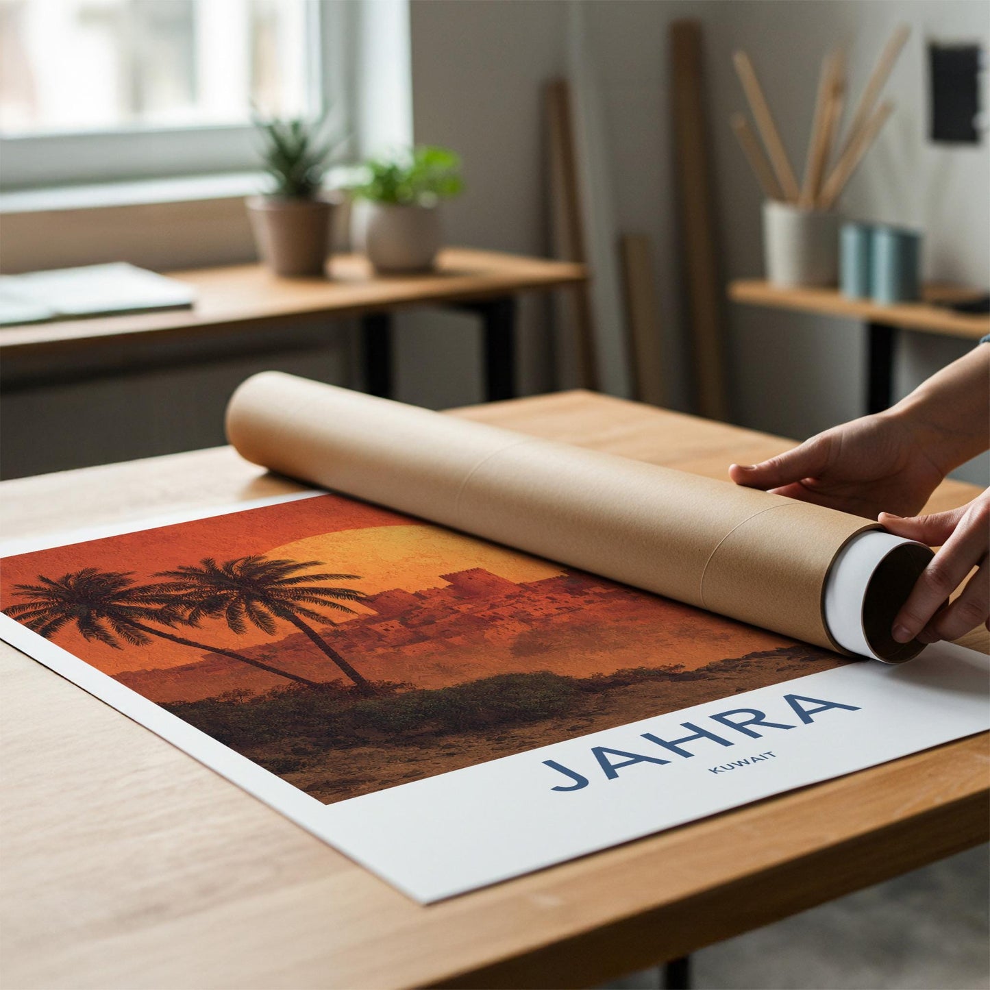 Jahra Poster - Kuwait Travel Art - Ancient City Sunset Wall Decor