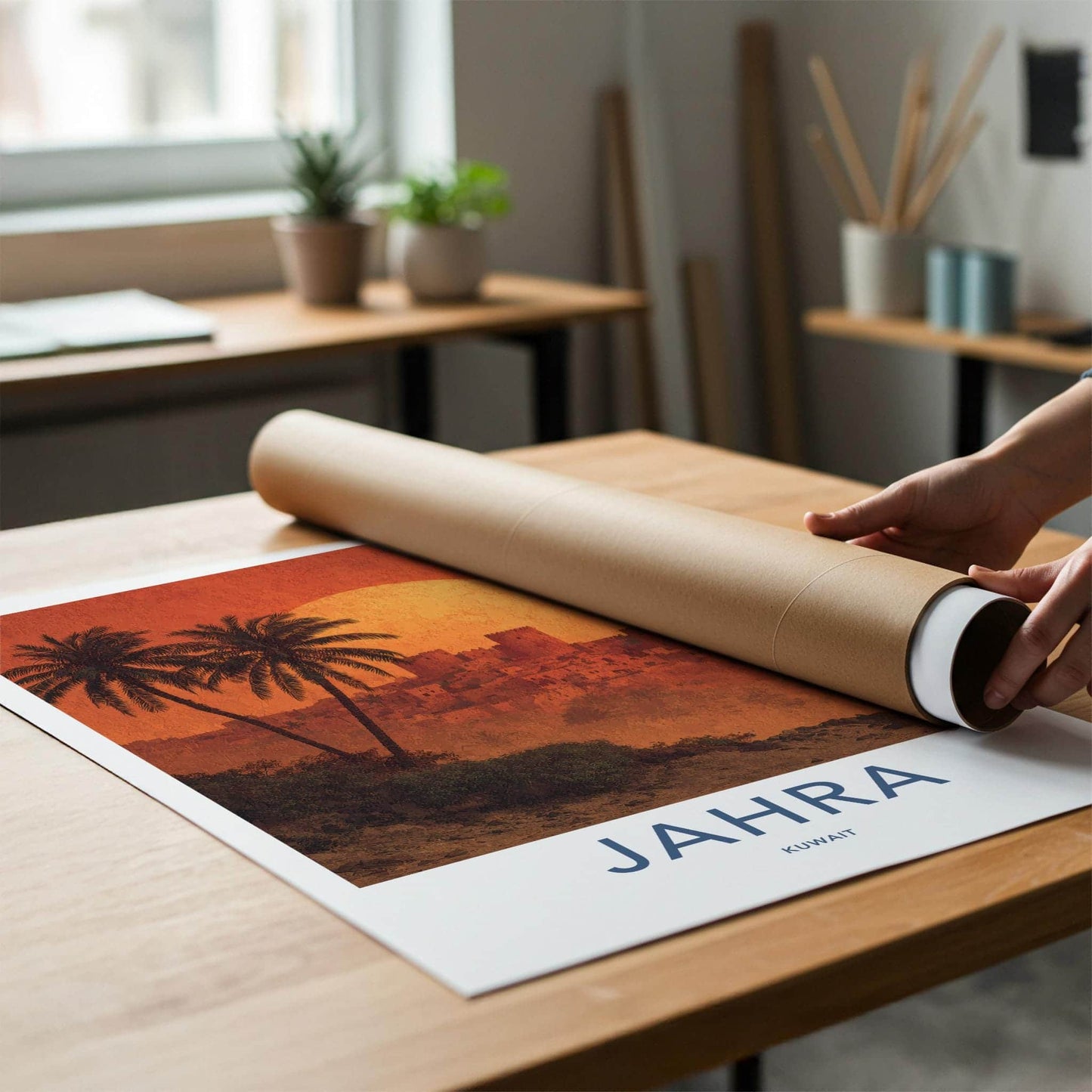 Jahra Poster - Kuwait Travel Art - Ancient City Sunset Wall Decor