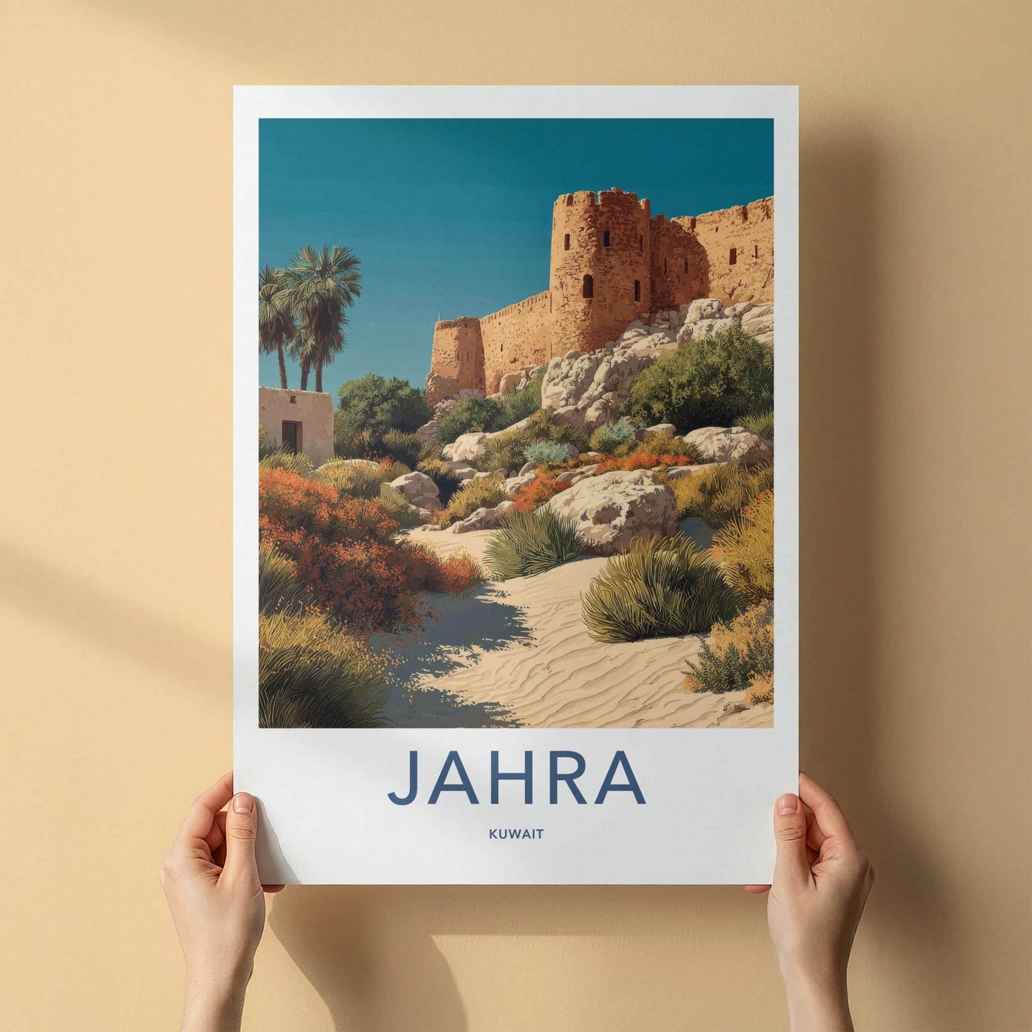 Jahra Poster - Kuwait Travel Art - Ancient Desert Fortress Home Decor