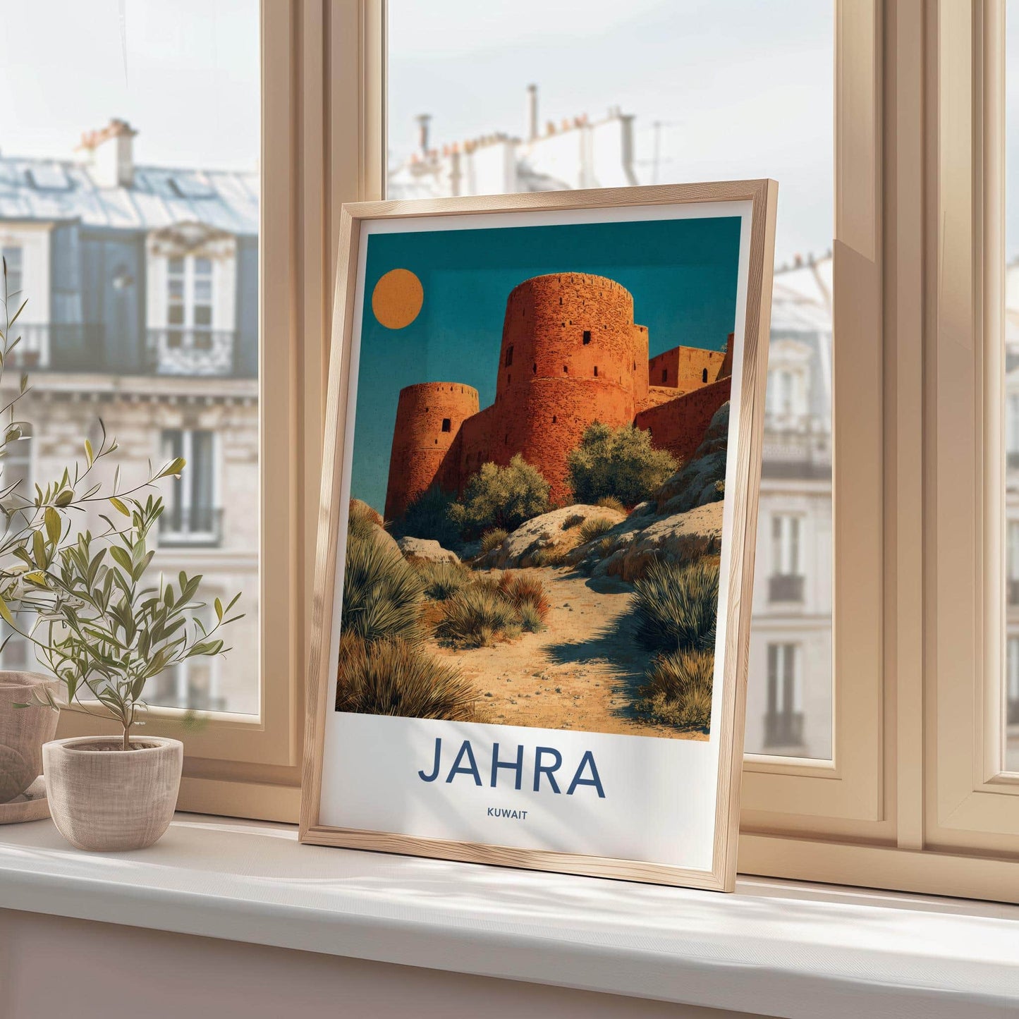 Jahra Poster - Kuwait Travel Art - Desert Fortified Towers Home Decor