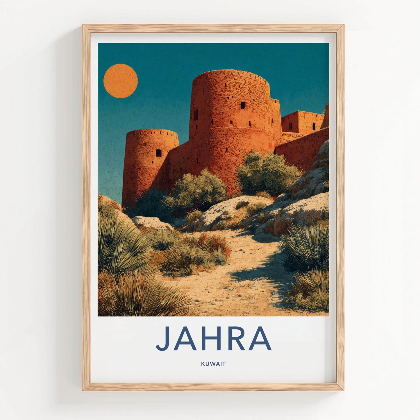 Jahra Poster - Kuwait Travel Art - Desert Fortified Towers Home Decor