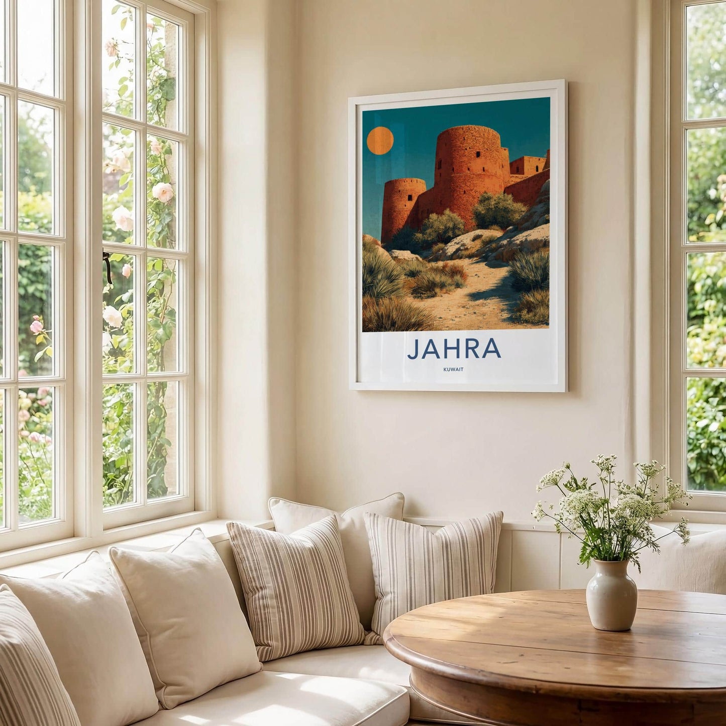 Jahra Poster - Kuwait Travel Art - Desert Fortified Towers Home Decor