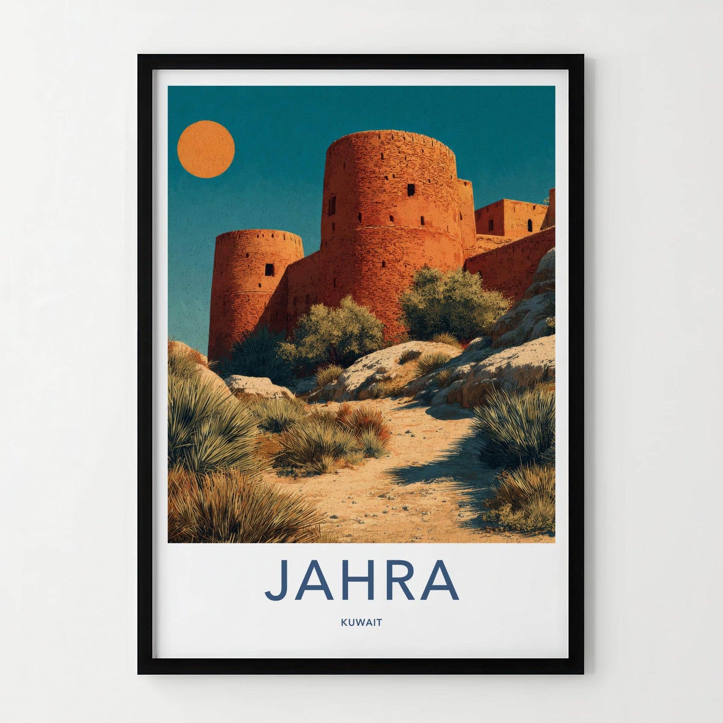 Jahra Poster - Kuwait Travel Art - Desert Fortified Towers Home Decor