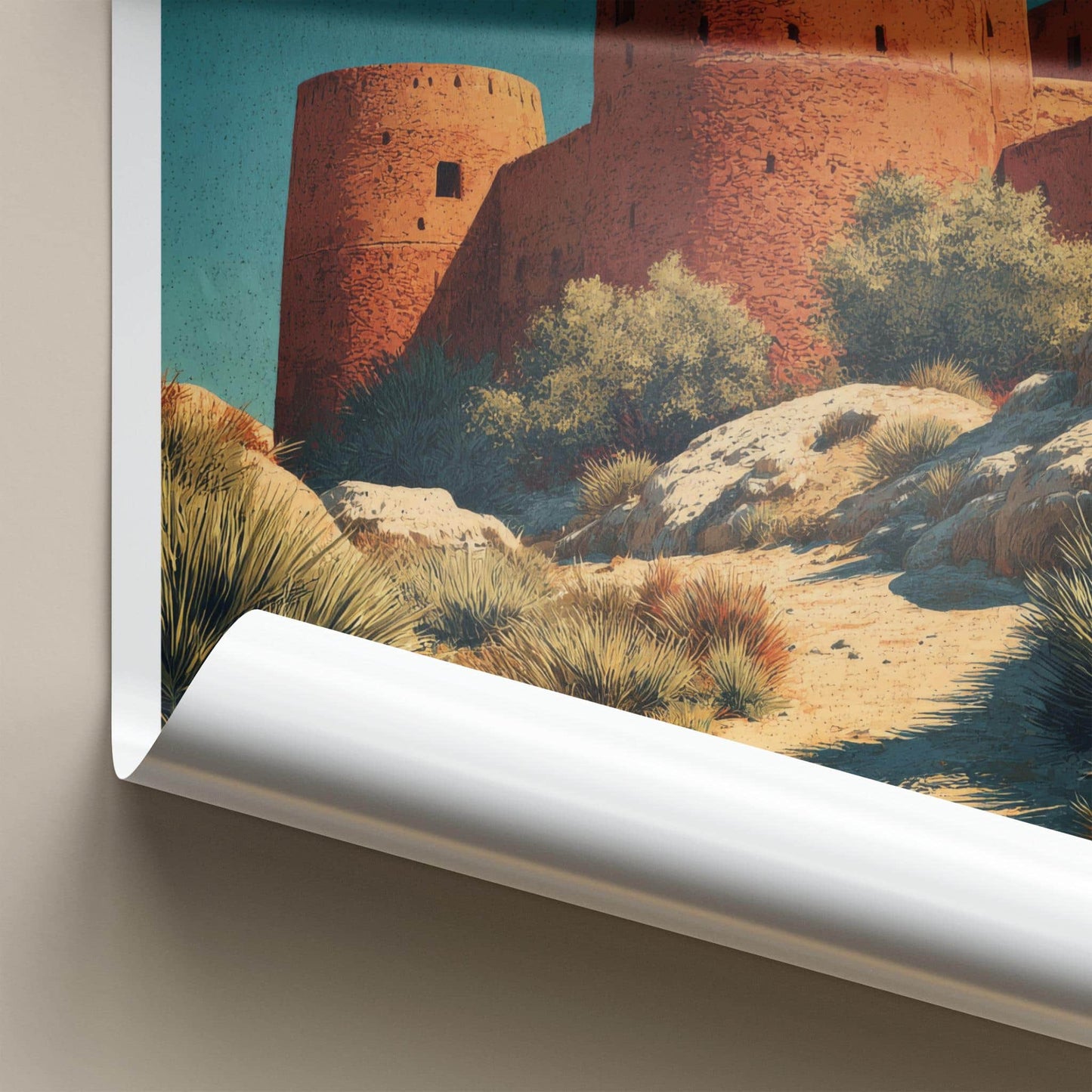 Jahra Poster - Kuwait Travel Art - Desert Fortified Towers Home Decor