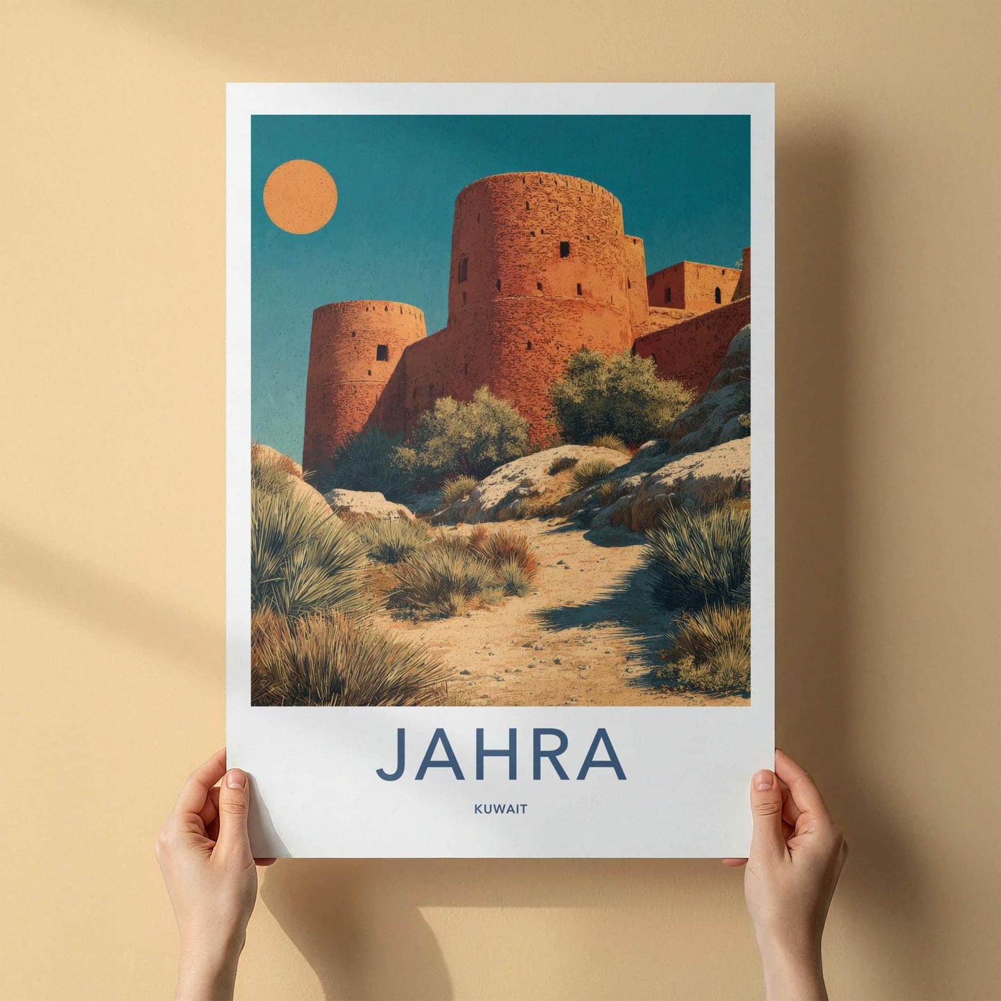 Jahra Poster - Kuwait Travel Art - Desert Fortified Towers Home Decor
