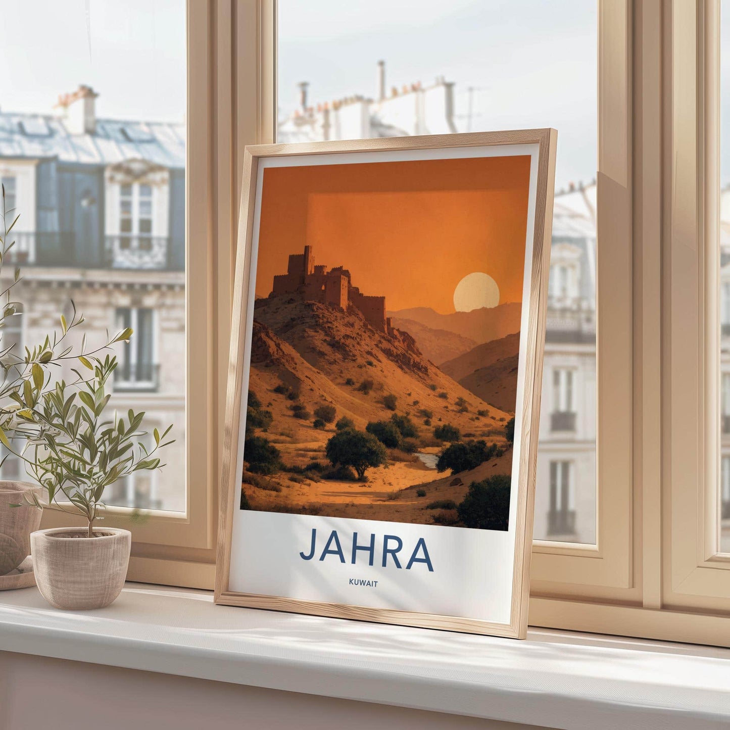 Jahra Poster - Kuwait Travel Art - Desert Fortress Sunset Home Decor