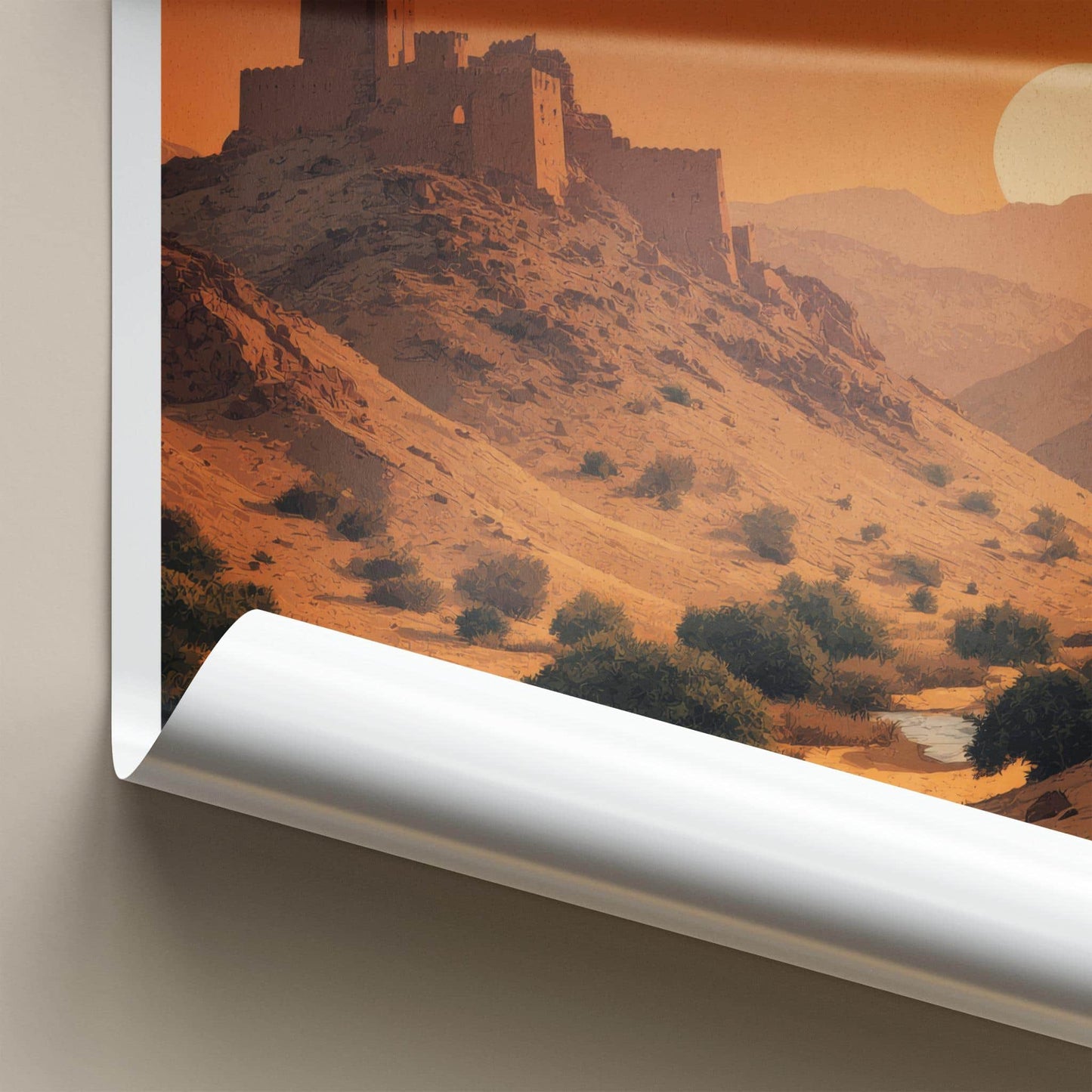 Jahra Poster - Kuwait Travel Art - Desert Fortress Sunset Home Decor