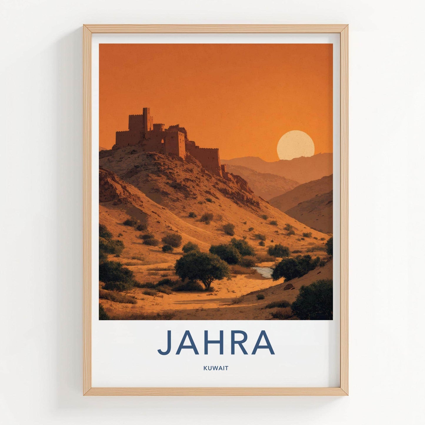 Jahra Poster - Kuwait Travel Art - Desert Fortress Sunset Home Decor