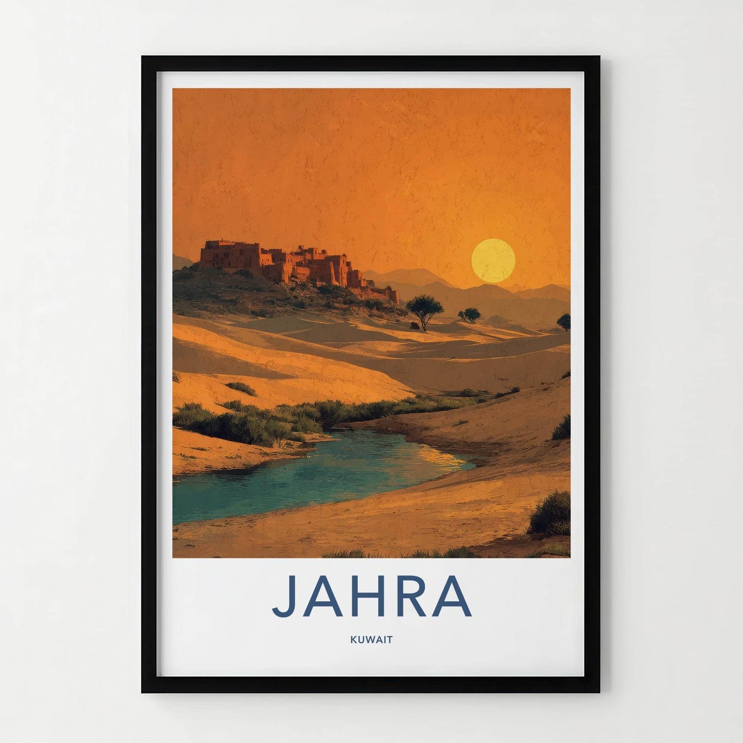 Jahra Poster - Kuwait Travel Art - Desert Oasis Sunset Home Decor