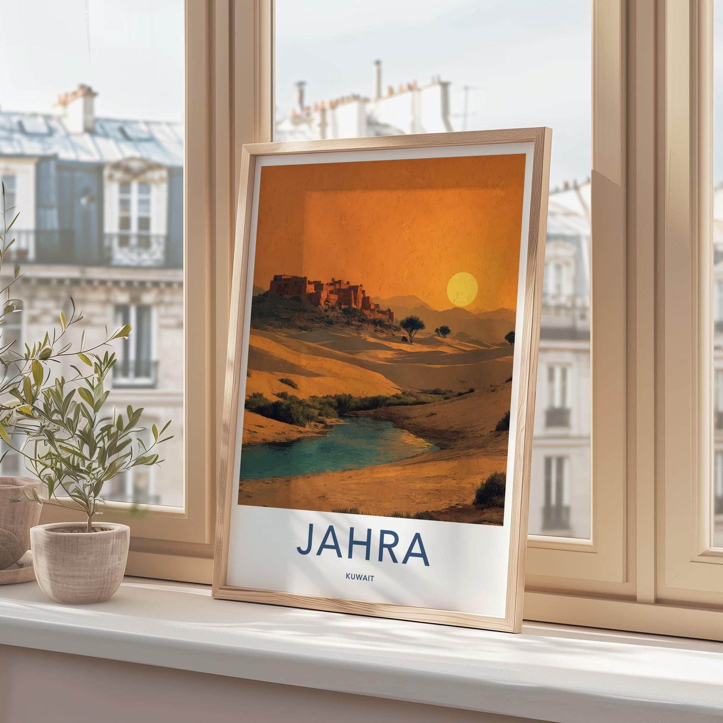 Jahra Poster - Kuwait Travel Art - Desert Oasis Sunset Home Decor