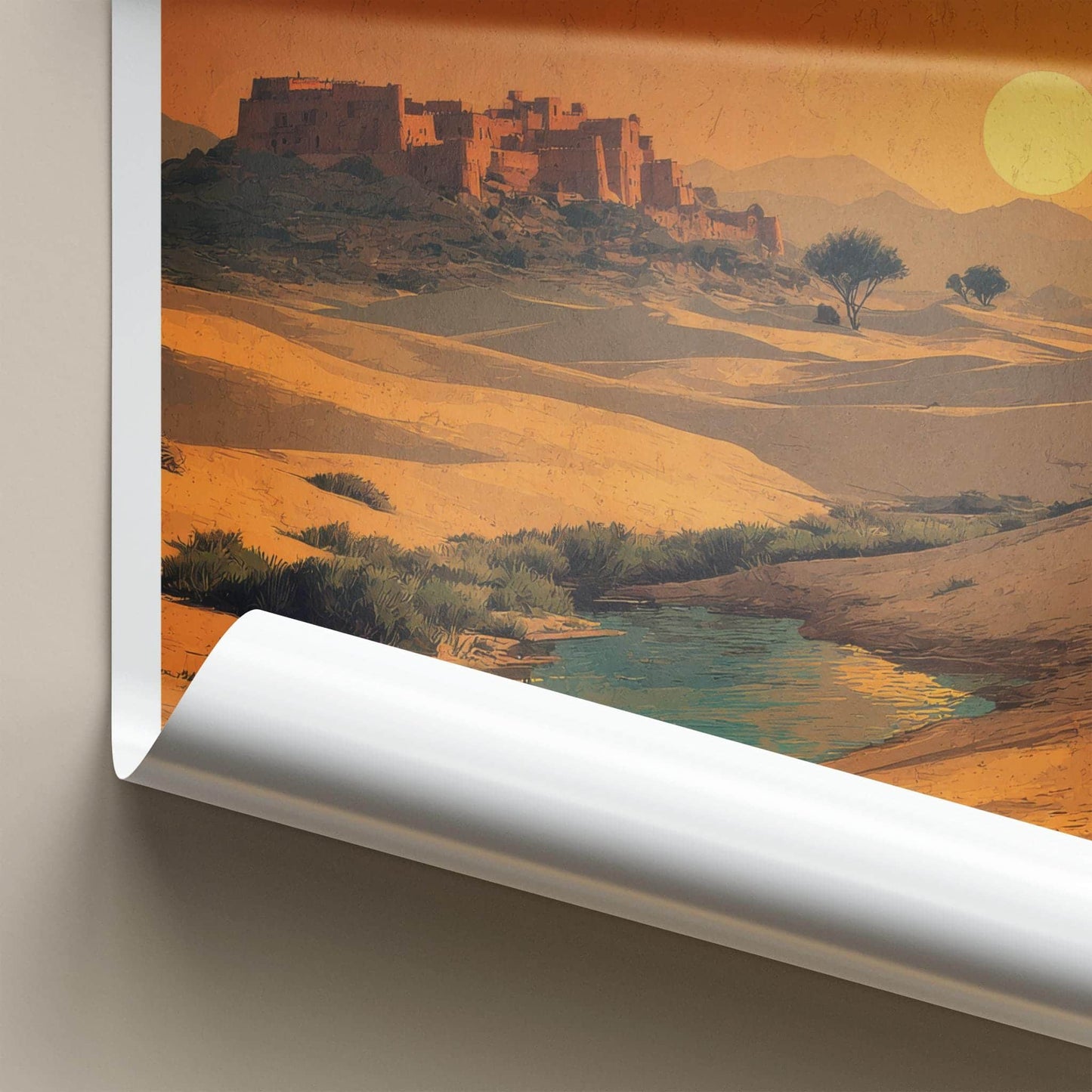 Jahra Poster - Kuwait Travel Art - Desert Oasis Sunset Home Decor