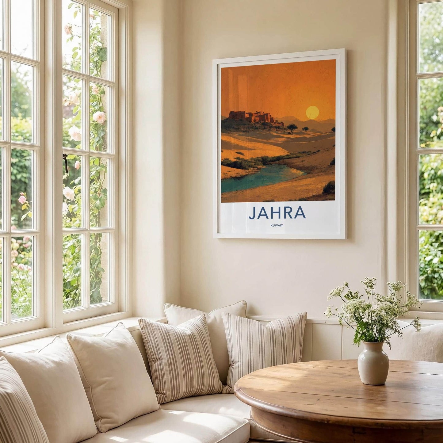 Jahra Poster - Kuwait Travel Art - Desert Oasis Sunset Home Decor
