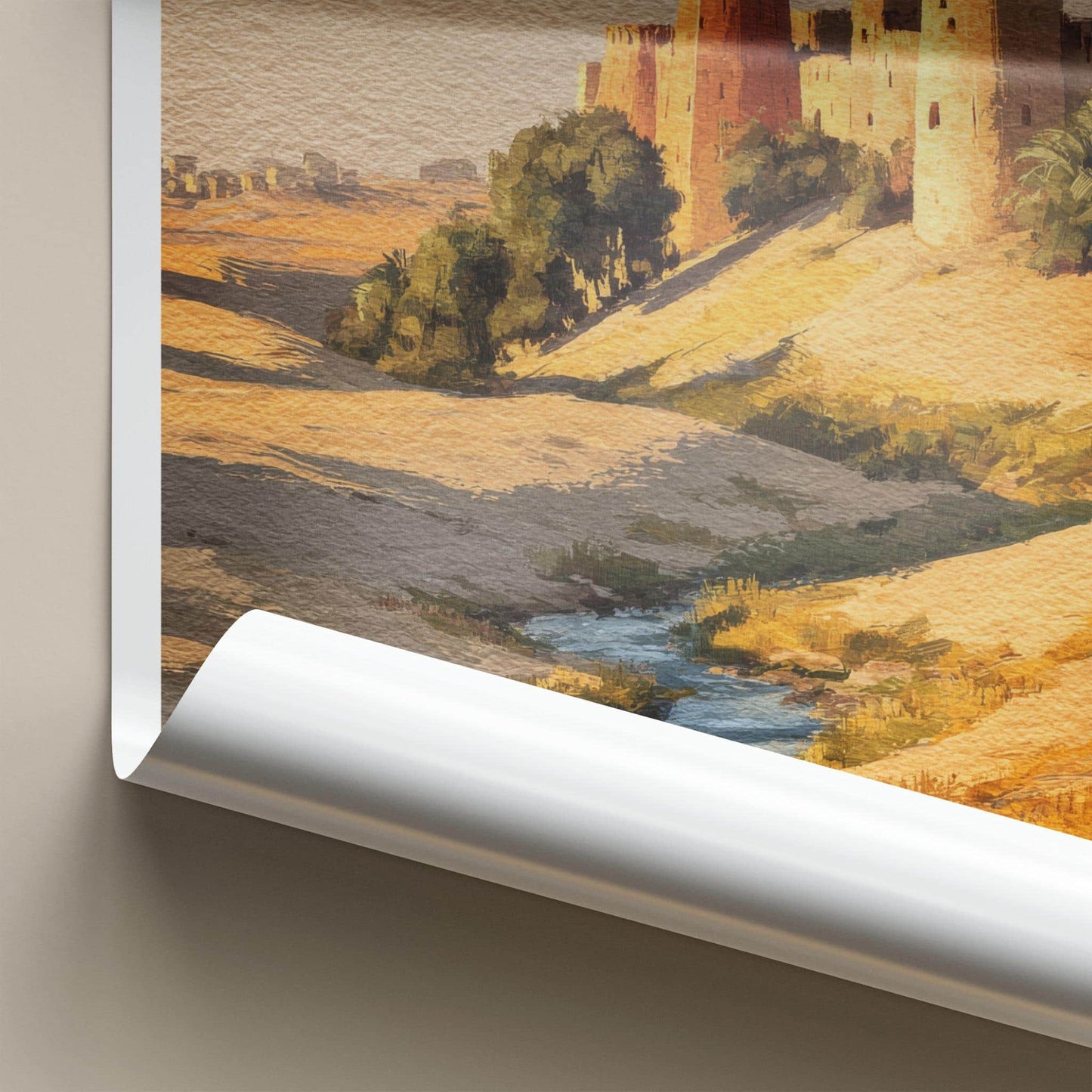 Jahra Poster - Kuwait Travel Art - Desert Stream Towers Wall Decor